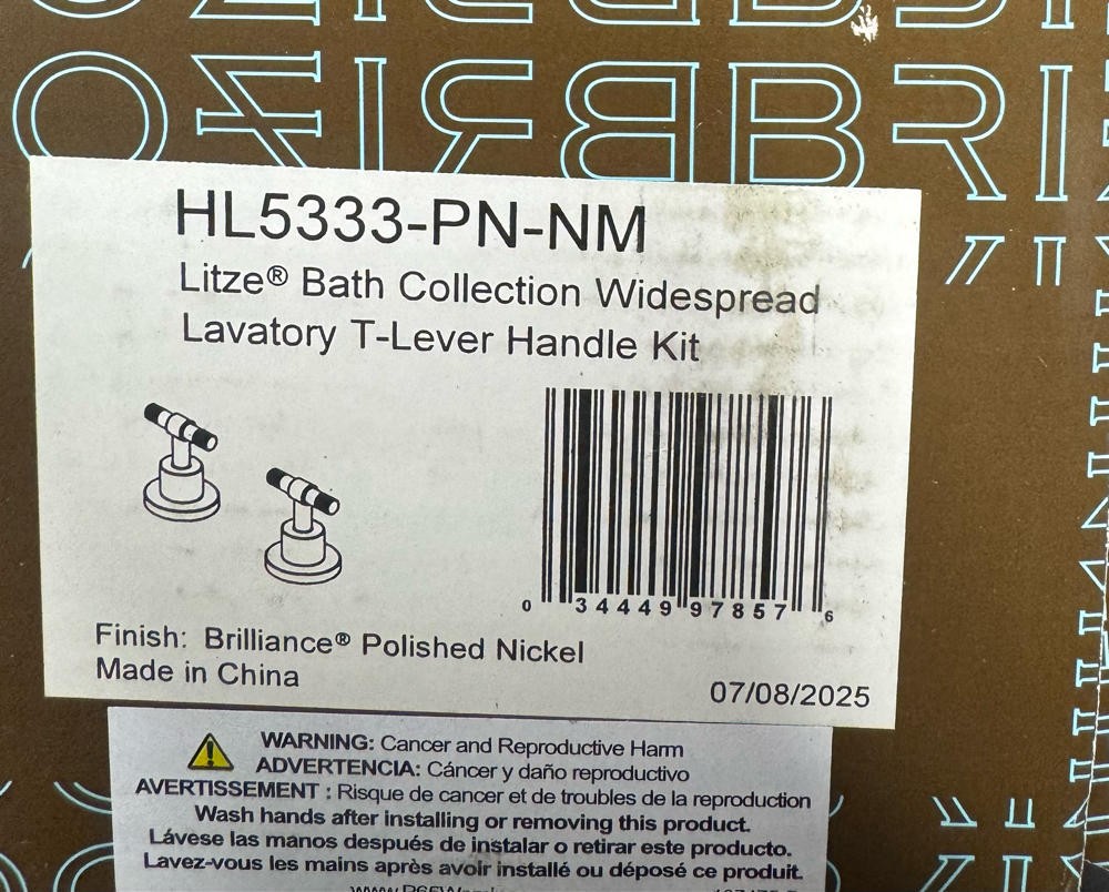 Brizo HL5333-PN-NM Litze T Lever Handles for Widespread Bathroom Faucet