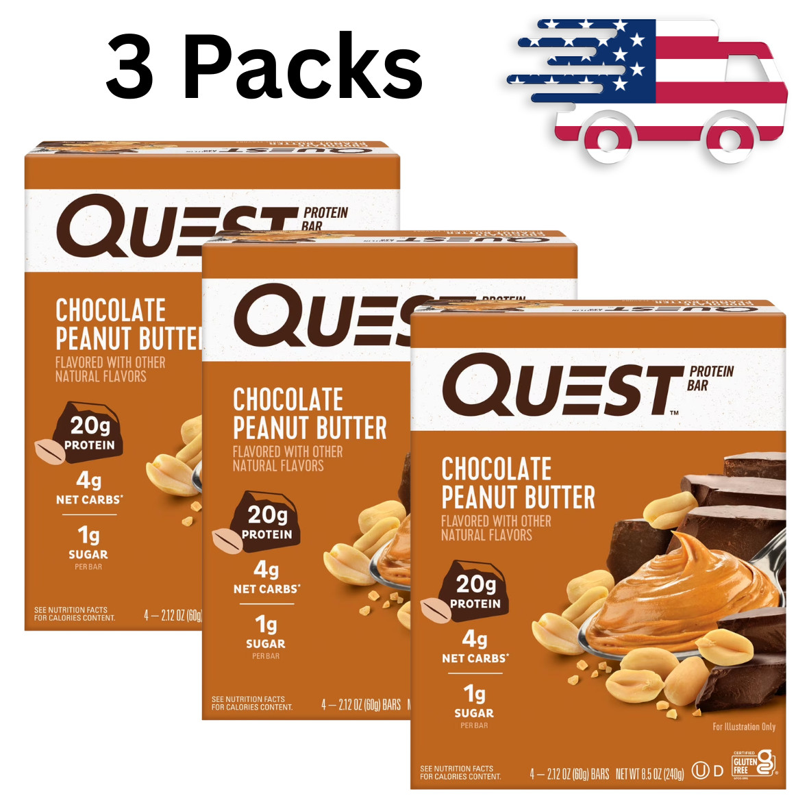 Quest Protein Bar Keto Bars, Chocolate Peanut Butter, 20g Protein, 12 Ct, New Quest Protein Bar Keto Bars, Chocolate Peanut Butter, 20g Protein, 12 Ct, New