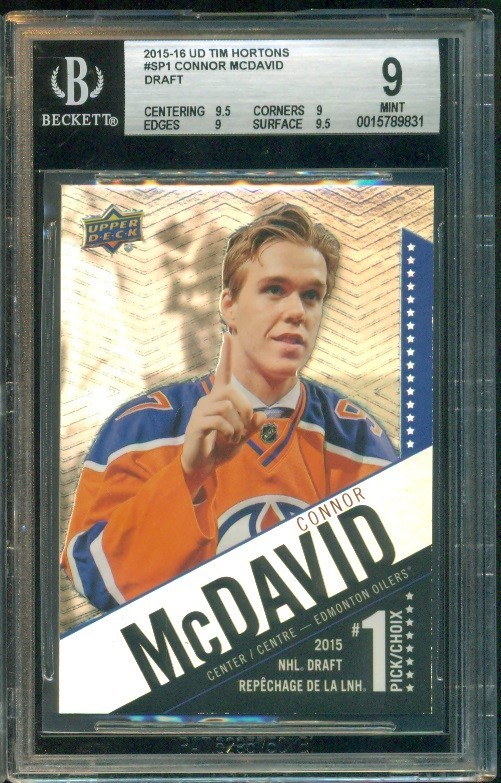 2015-16 Upper Deck Tim Hortons Conor McDavid Draft #SP1 BGS 9 .5 Away 2015-16 Upper Deck Tim Hortons Conor McDavid Draft #SP1 BGS 9 .5 Away