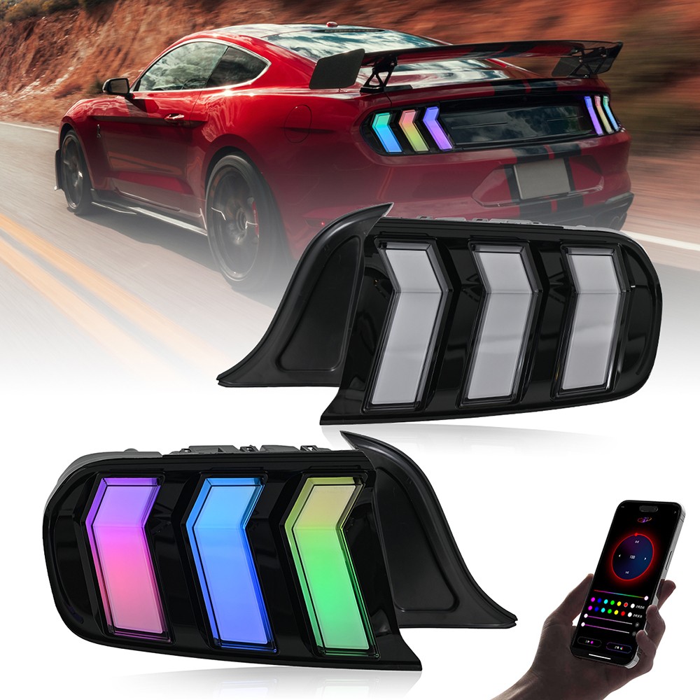 Clear RGB Full LED Tail Lights Fit For Ford Mustang 2015-2023 Fashion Rear Lamp