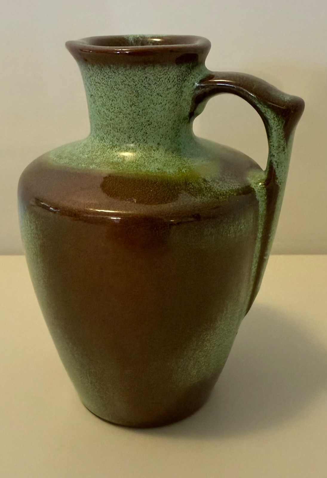 Vintage Frankoma 838 Green Brown Mustard Pitcher Vase NO CHIPS Mid Century Retro