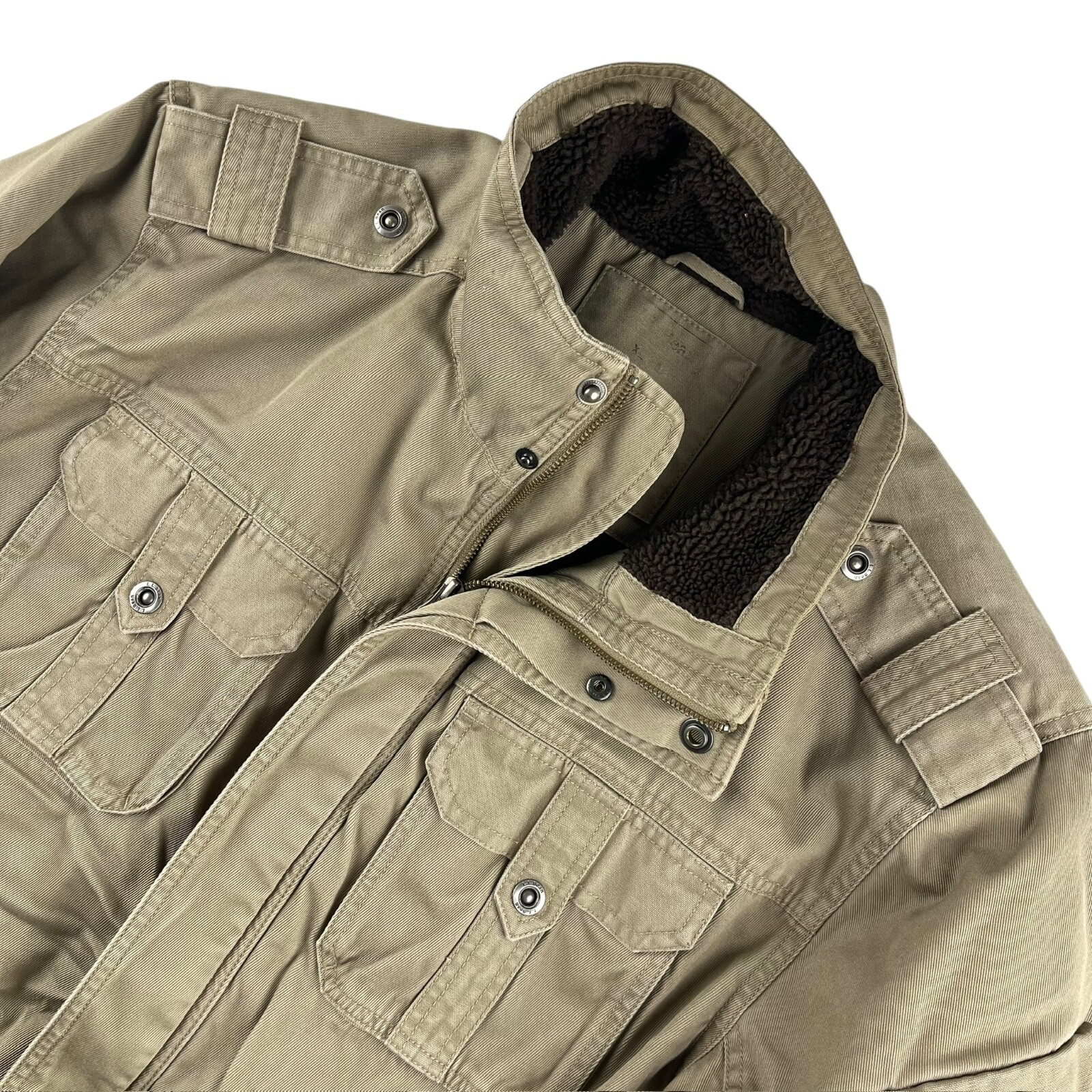 L.L. Bean Men\'s Sherpa-Lined Cargo Work Jacket Tan • XL