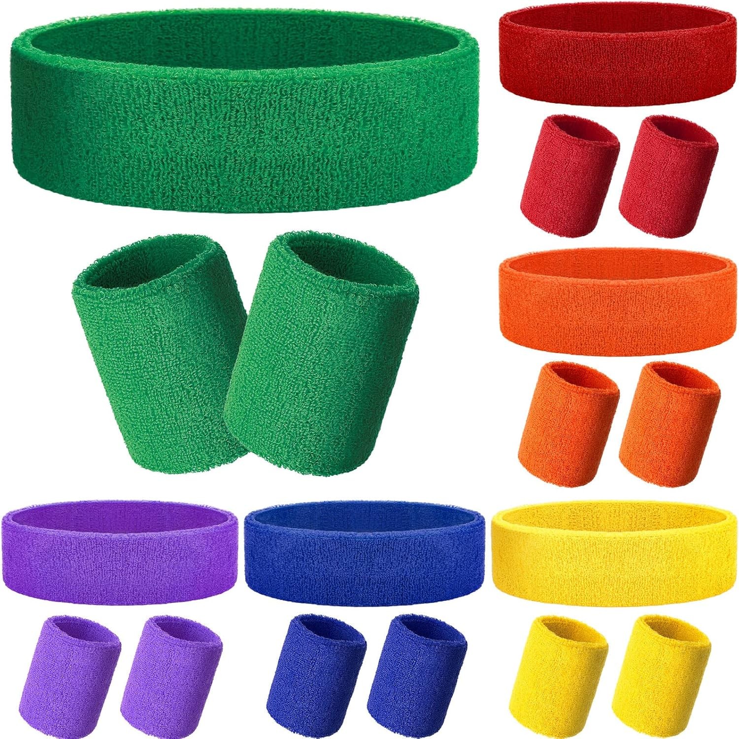 Skylety 18 Pcs 80s Neon Sweatband Set,12 Colorful Wristband Elastic Athletic Swe Skylety 18 Pcs 80s Neon Sweatband Set,12 Colorful Wristband Elastic Athletic Swe