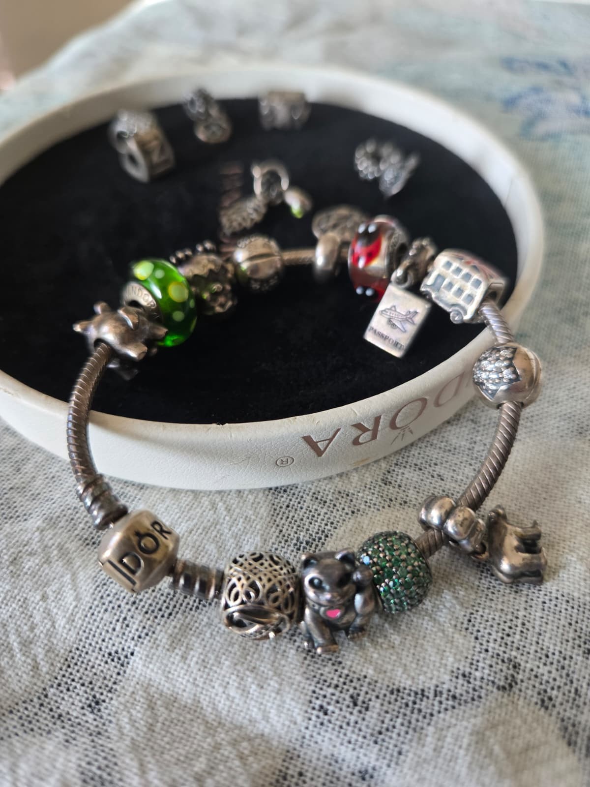 PANDORA 925 Sterling Silver Snake Chain Charm Bracelet x2 Beads Rare & Retired PANDORA 925 Sterling Silver Snake Chain Charm Bracelet x2 Beads Rare & Retired
