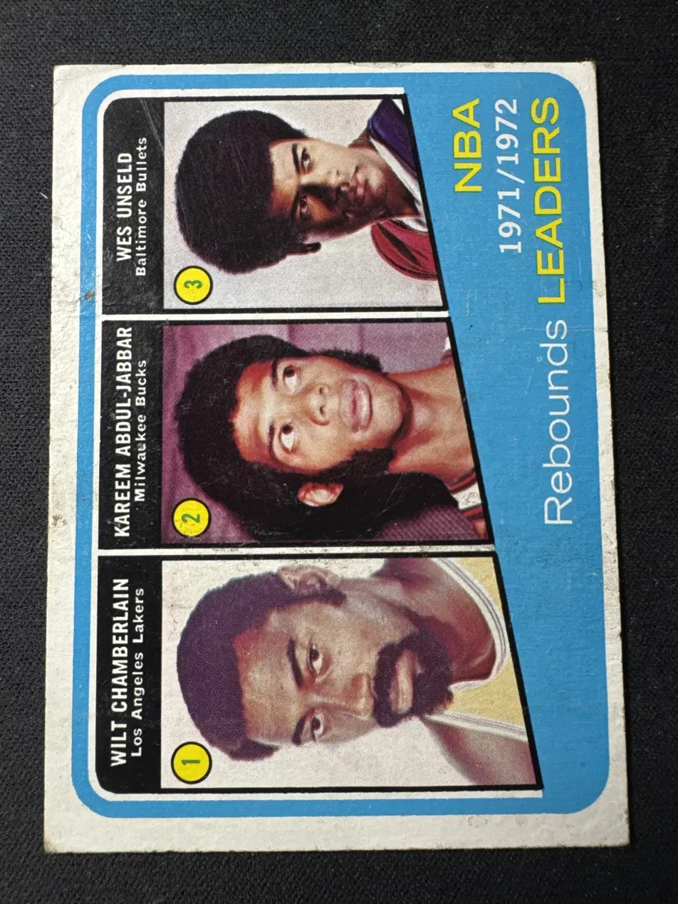 1972 Topps #175 NBA Rebounds Leaders VG-EX Wilt Chamberlain Kareem Abdul-Jabbar