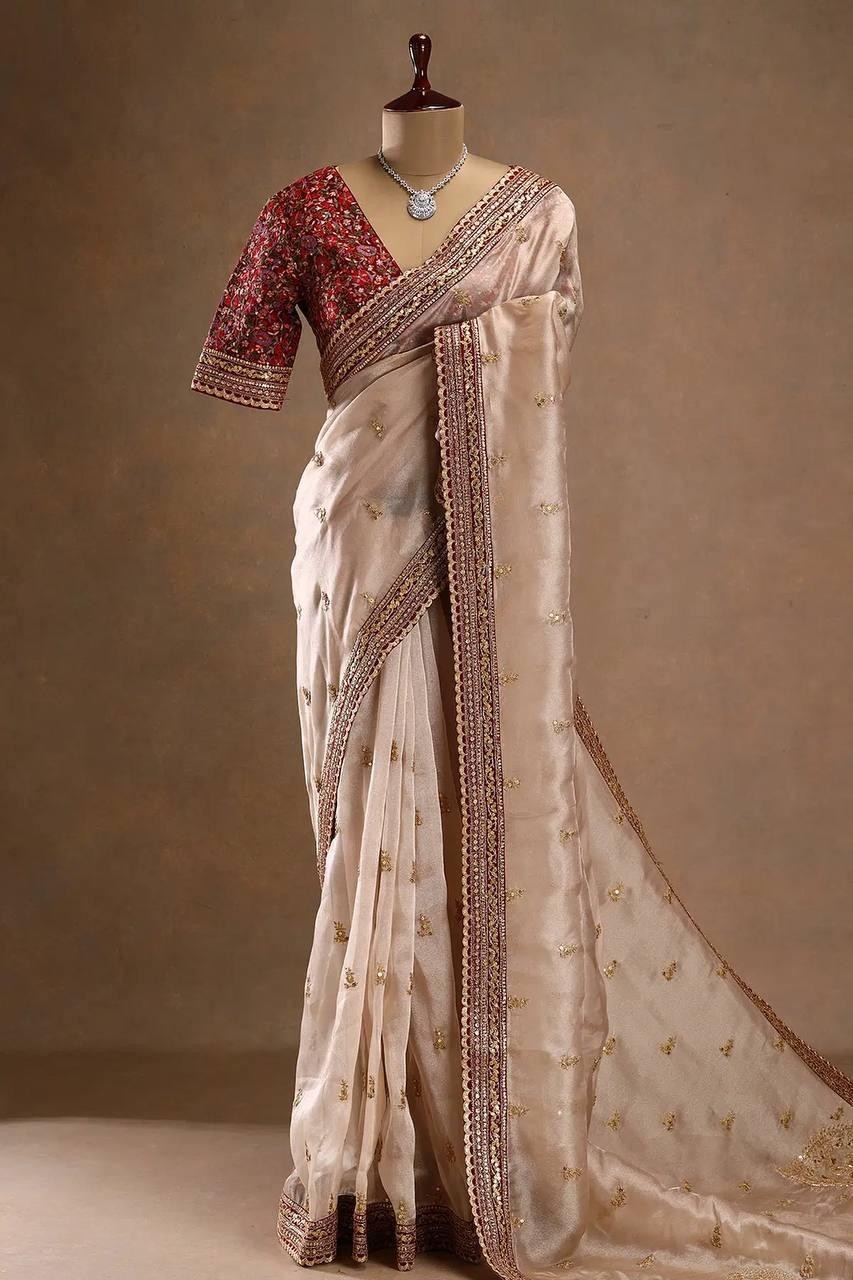 WEDDING DESIGNER BOLLYWOOD SAREE BLOUSE NEW SARI INDIAN PAKISTANI