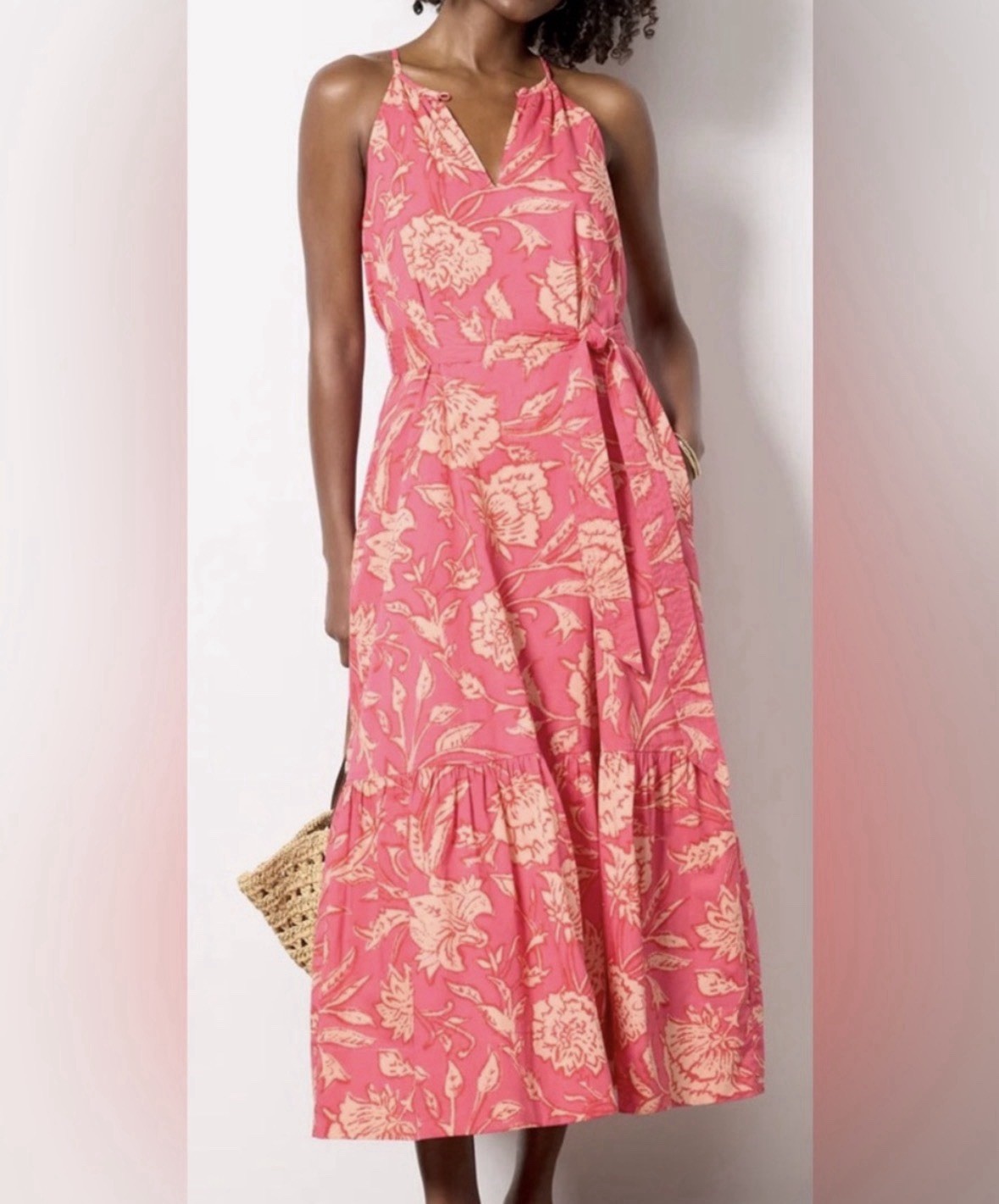 Evereve Layla Maxi Dress NWT Pink Botanical Print Medium New Evereve Layla Maxi Dress NWT Pink Botanical Print Medium New