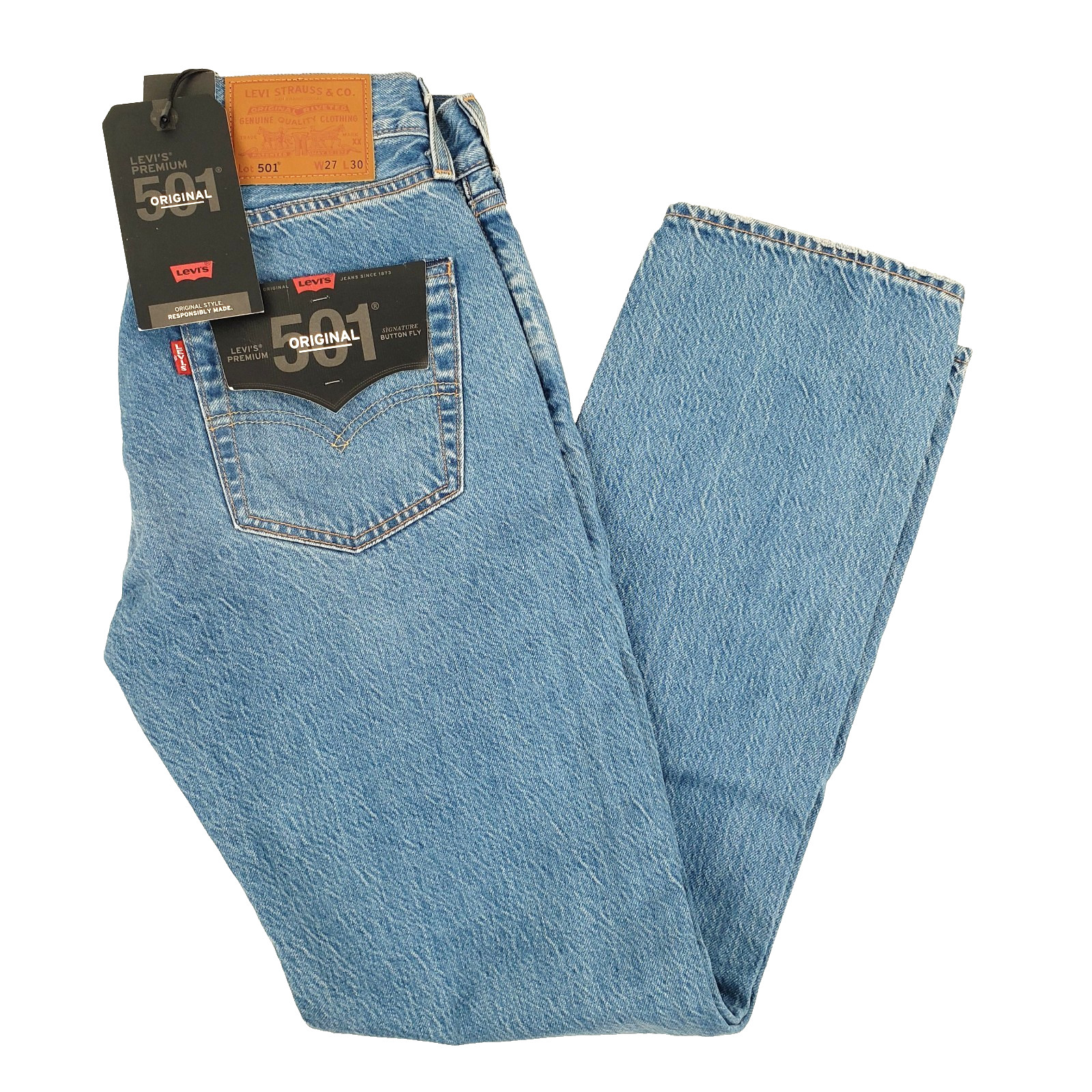 New Levi\'s Jeans Men\'s 27x30 Premium Denim Medium Wash Stretch Button Fly New Levi\'s Jeans Men\'s 27x30 Premium Denim Medium Wash Stretch Button Fly