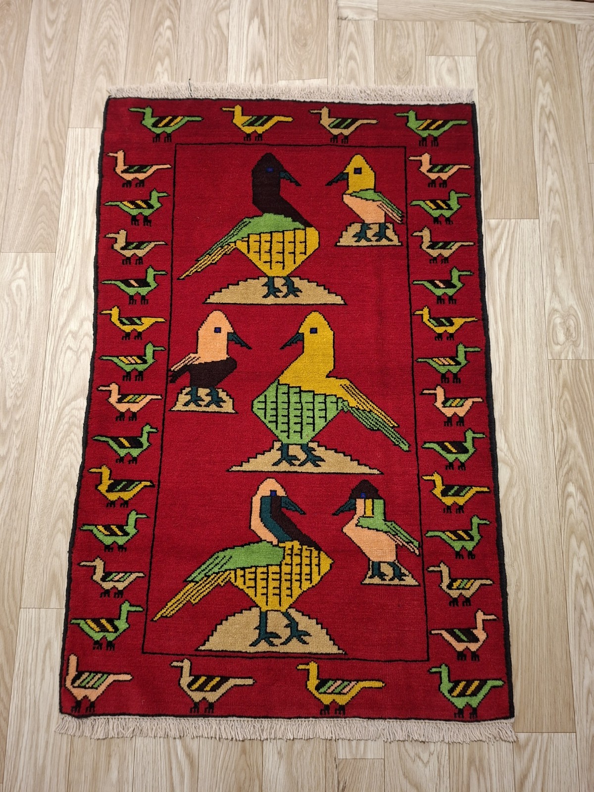 S31 Vintage Art Rug Afghan Handmade Wool Area Pictorial Baluchi Rug 134×87 Cm S31 Vintage Art Rug Afghan Handmade Wool Area Pictorial Baluchi Rug 134×87 Cm
