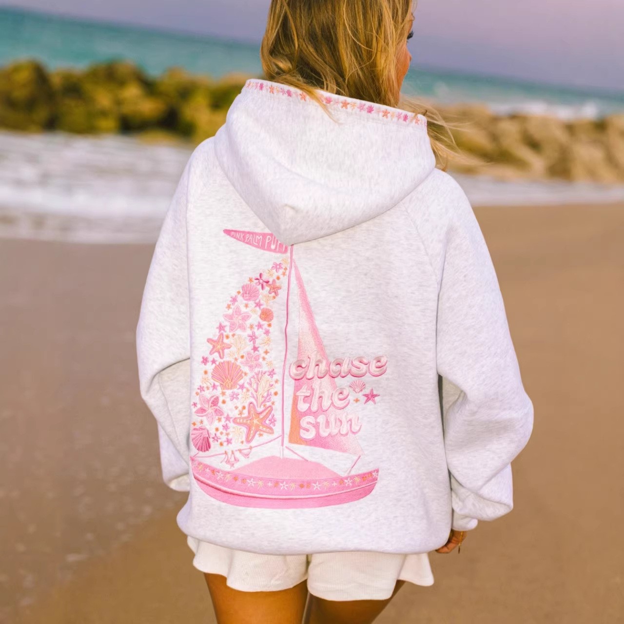 New Palm Puff Graphic Letter Print Hoodie Women Long Sleeve XS-XXL New Palm Puff Graphic Letter Print Hoodie Women Long Sleeve XS-XXL