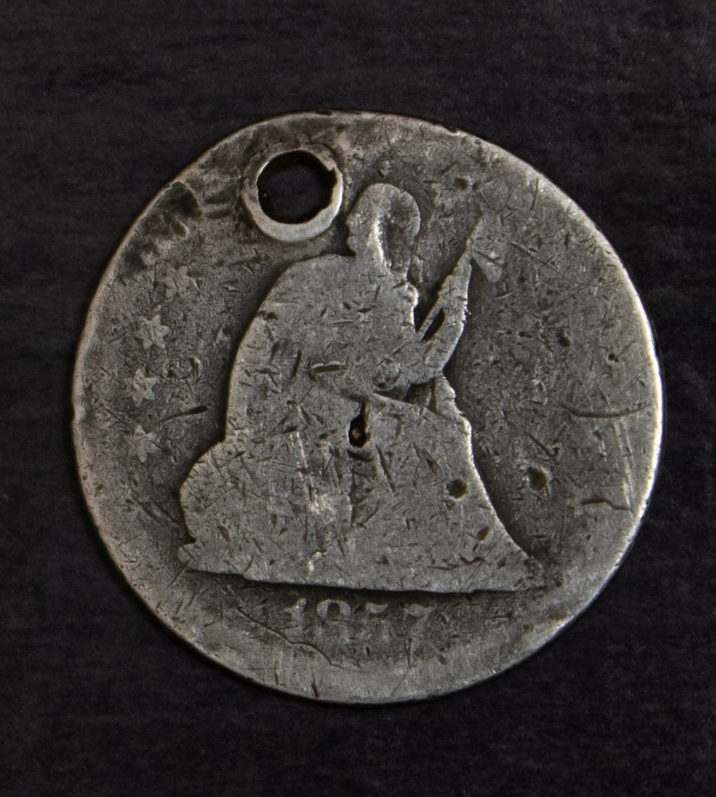 1857 O Seated Liberty Quarter Holed .........Lot 6955