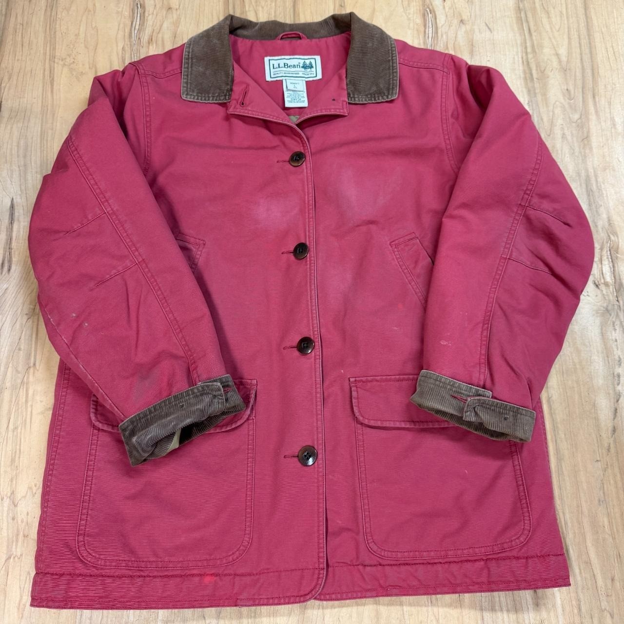 Vintage LL Bean Chore Barn Coat Thinsulate Corduroy Red Pink Womens Large 0WY28 Vintage LL Bean Chore Barn Coat Thinsulate Corduroy Red Pink Womens Large 0WY28