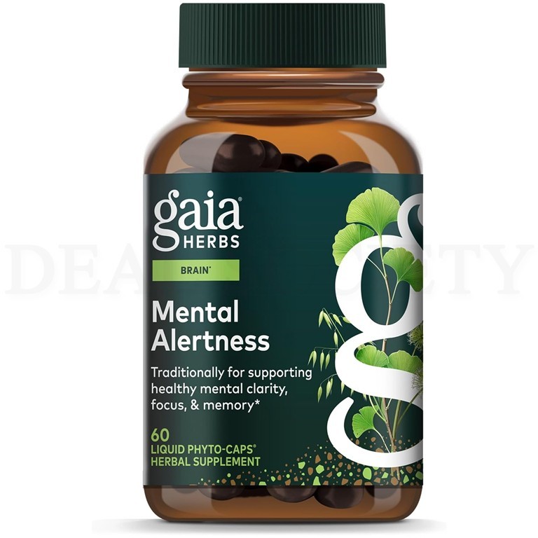 Gaia Herbs Mental Alertness Brain Support Supplement 60 Vegan Capsules
