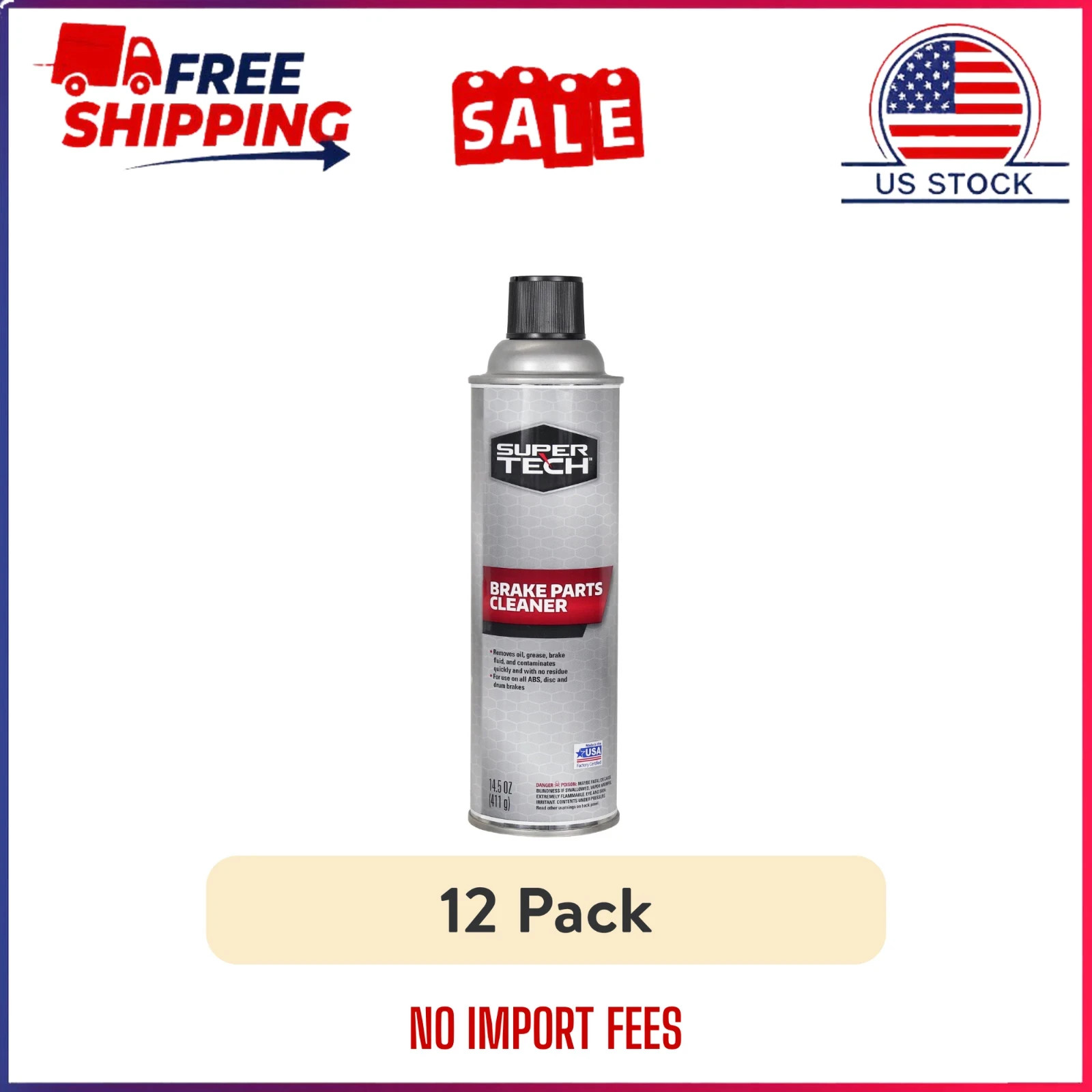 (12 pack) Super Tech Brake Parts Cleaner, 14.5 oz FREESHIPPING (12 pack) Super Tech Brake Parts Cleaner, 14.5 oz FREESHIPPING