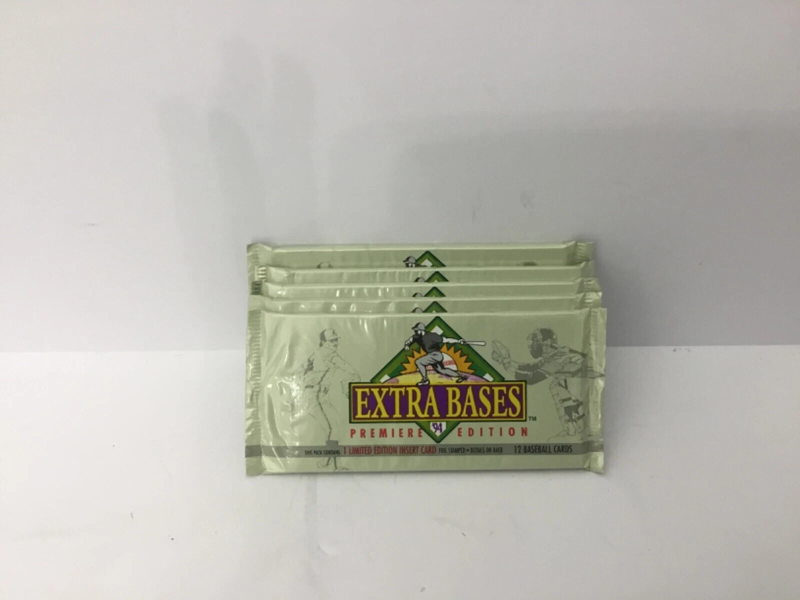 (5) 1994 Fleer Extra Bases Premiere Edition Baseball Cards Sealed Packs Lot of 5 (5) 1994 Fleer Extra Bases Premiere Edition Baseball Cards Sealed Packs Lot of 5