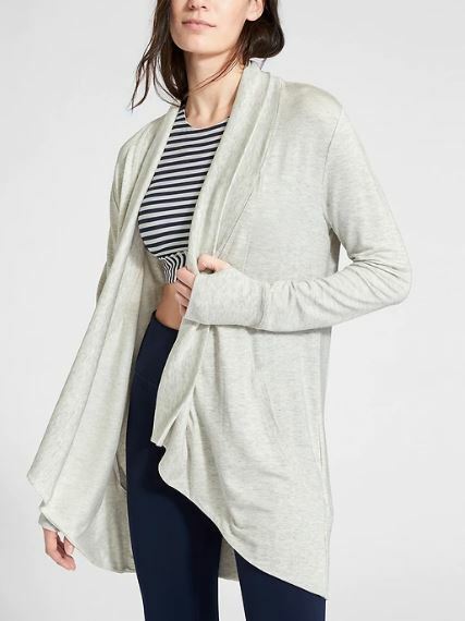 ATHLETA Cozy Soft Pranayama Wrap Light Grey Heather Cardigan XXS