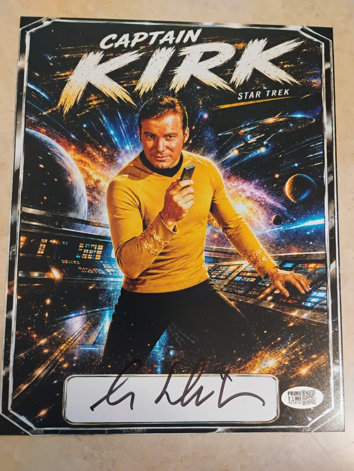 William Shatner Signed 8x10 Photo With Prime Time Sports And Framing COA William Shatner Signed 8x10 Photo With Prime Time Sports And Framing COA