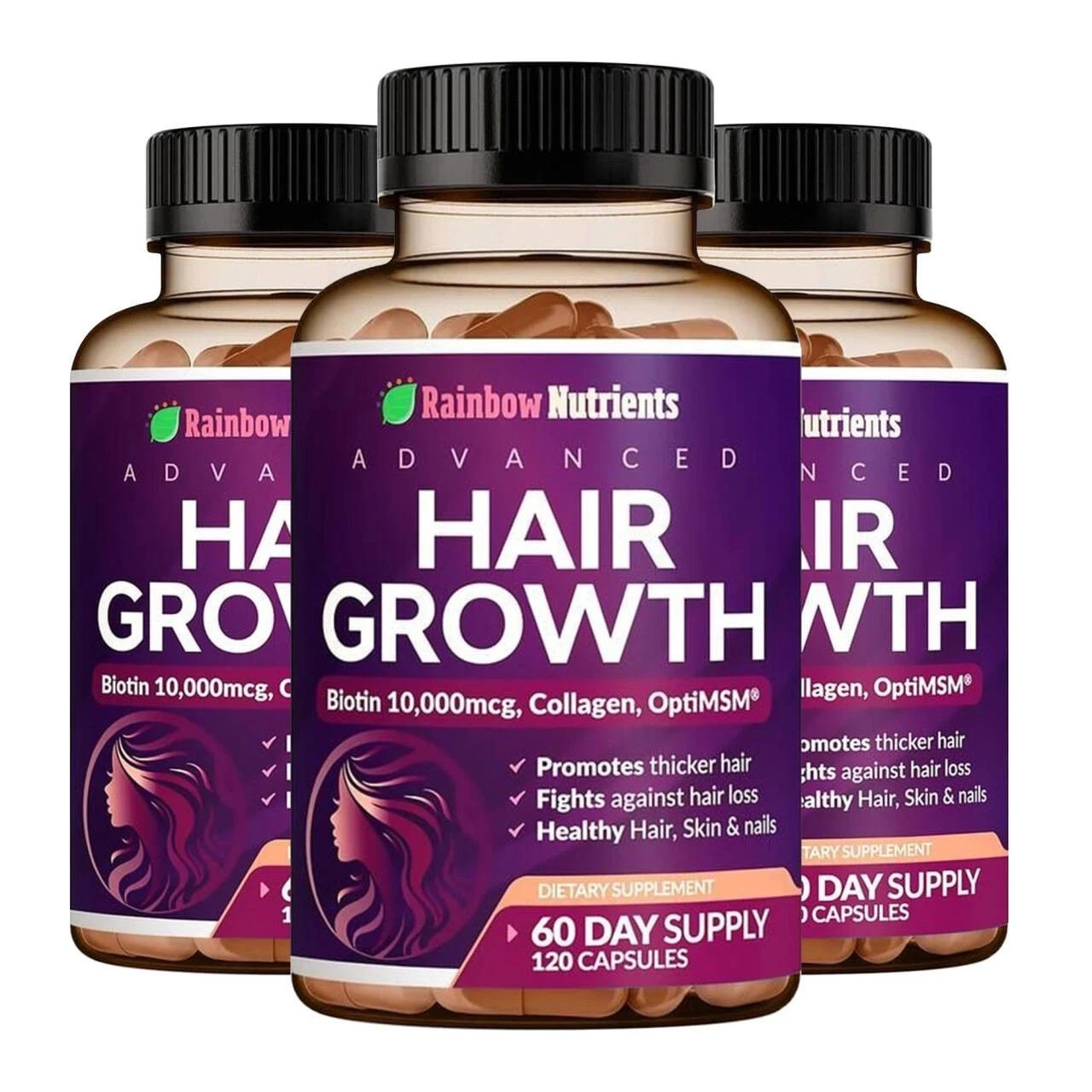 3 PACK NEW Rainbow Nutrients ADVANCED Hair Growth Vitamins – Biotin 10,000mcg 3 PACK NEW Rainbow Nutrients ADVANCED Hair Growth Vitamins – Biotin 10,000mcg