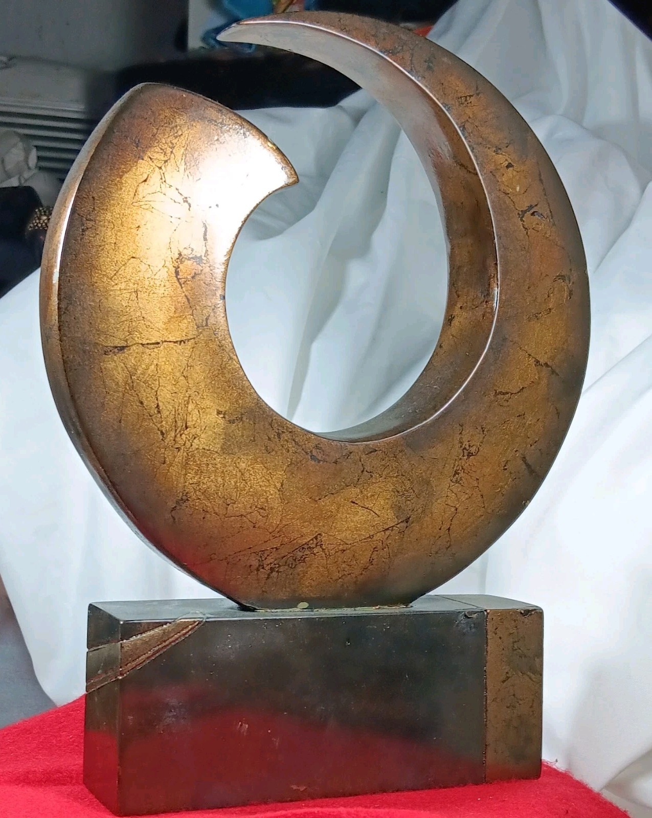 Abstract Contemporary Bronze/Black Swirl colored Spiral sculpture 