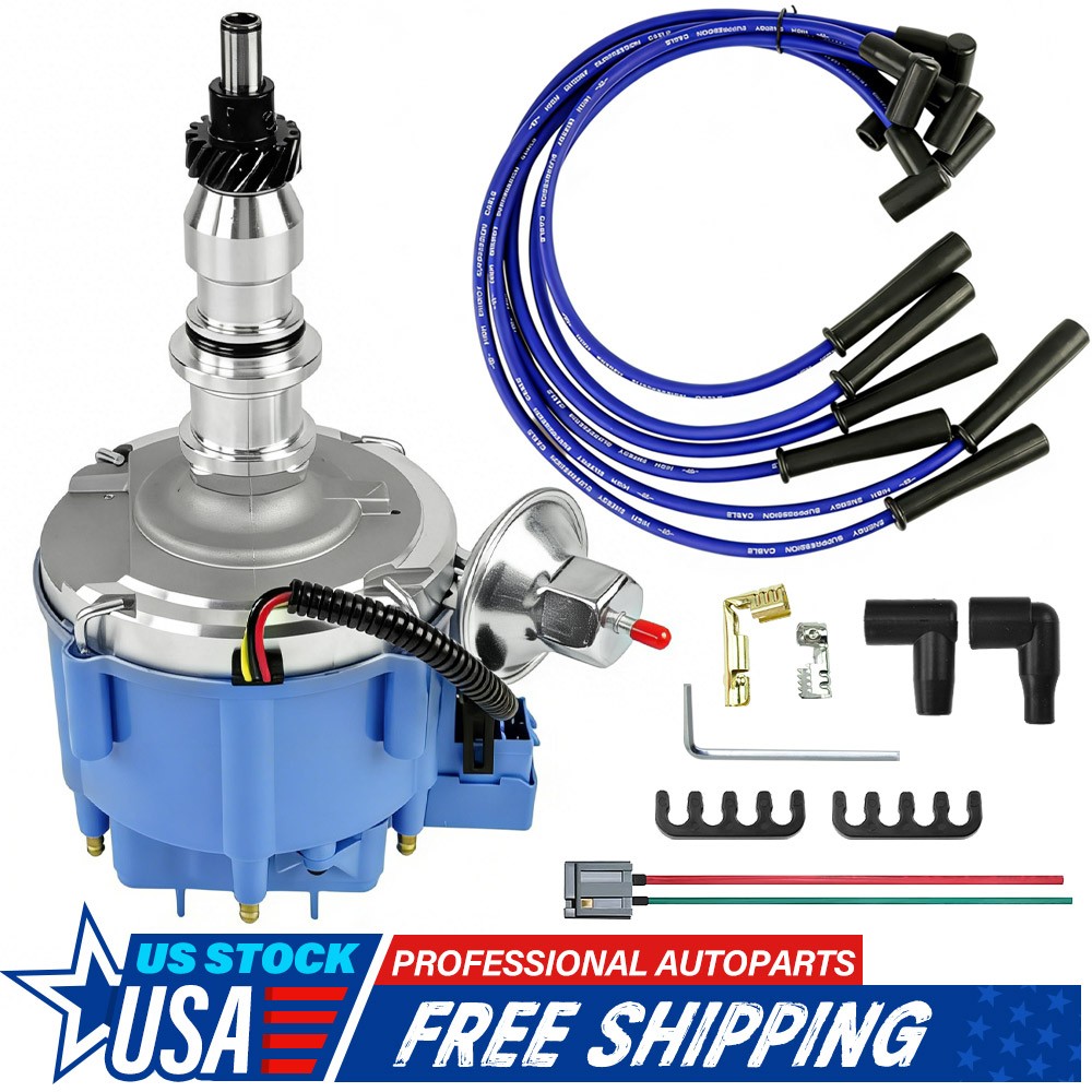 For FORD Inline 6 cylinder Straight 1977-86 300 HEI Distributor&Spark Plug Wires