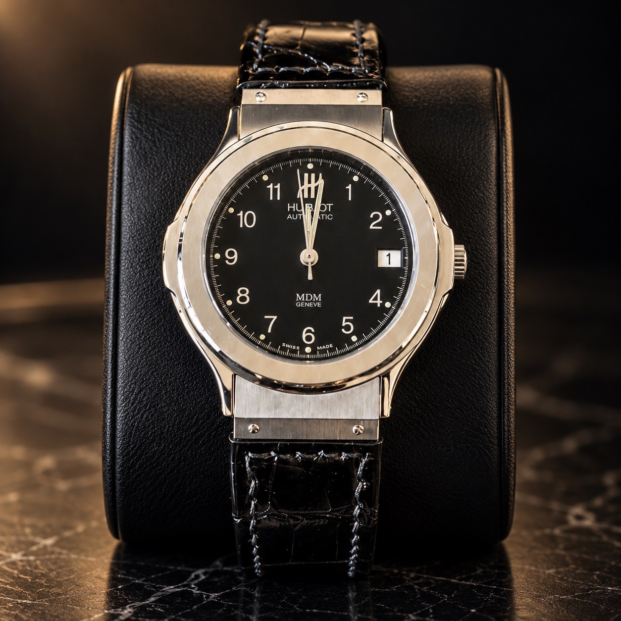 Hublot MDM Geneve Classic Automatic Black Dial Date 36mm Watch Box Papers