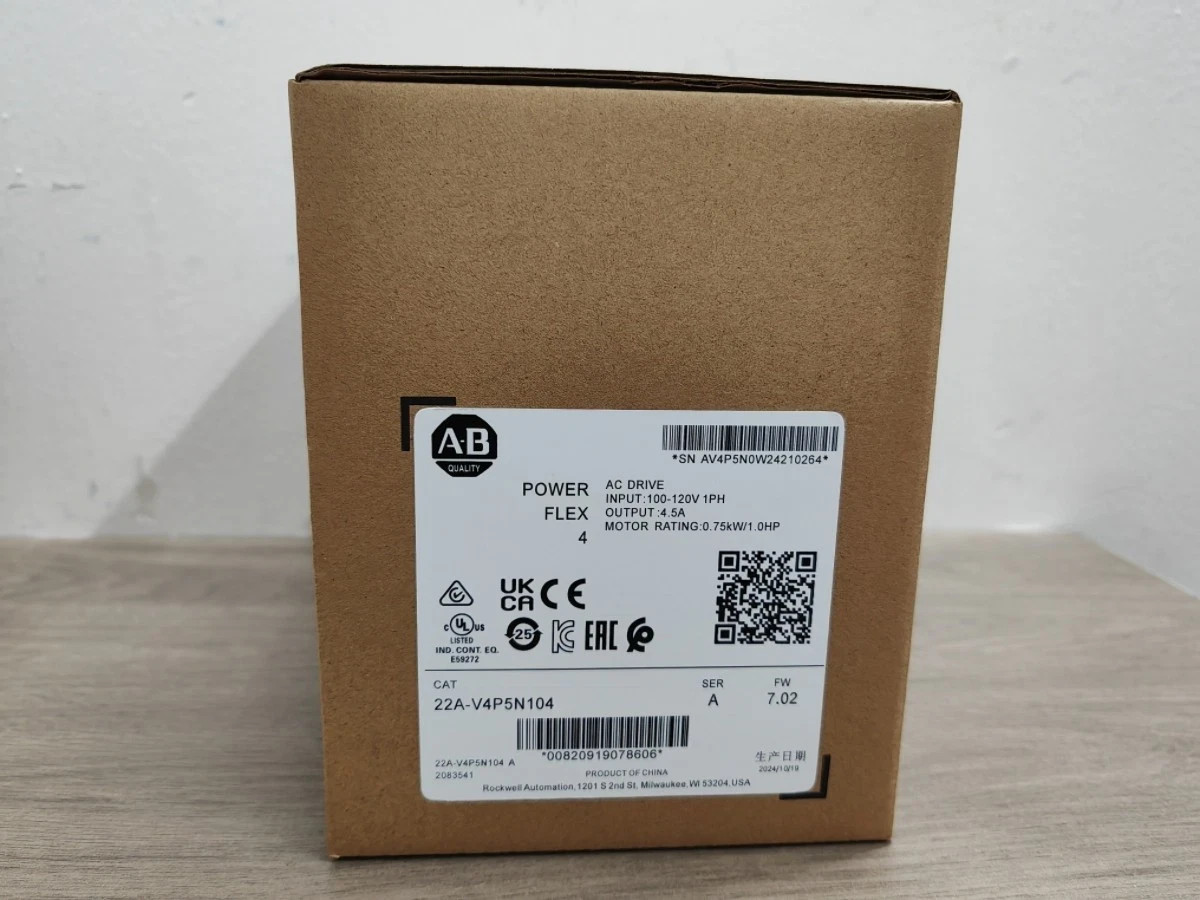 NEW Allen-Bradley 22A-V4P5N104 PowerFlex 4 0.75 kW (1 HP) AC Drive 22A V4P5N104 NEW Allen-Bradley 22A-V4P5N104 PowerFlex 4 0.75 kW (1 HP) AC Drive 22A V4P5N104