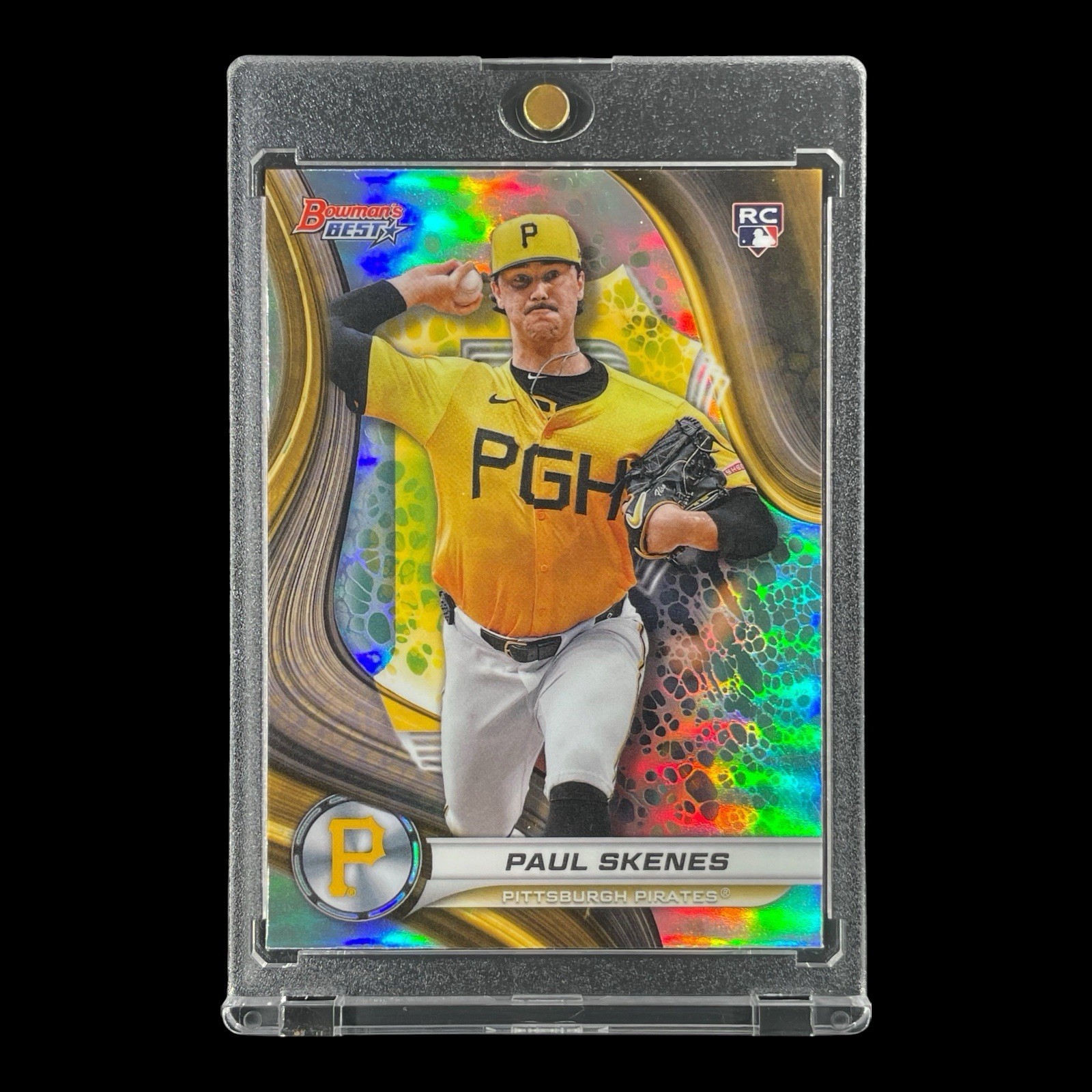 PAUL SKENES ROOKIE SILVER CHROME REFRACTOR CARD 2024 Bowman\'s Best RC - Pirates