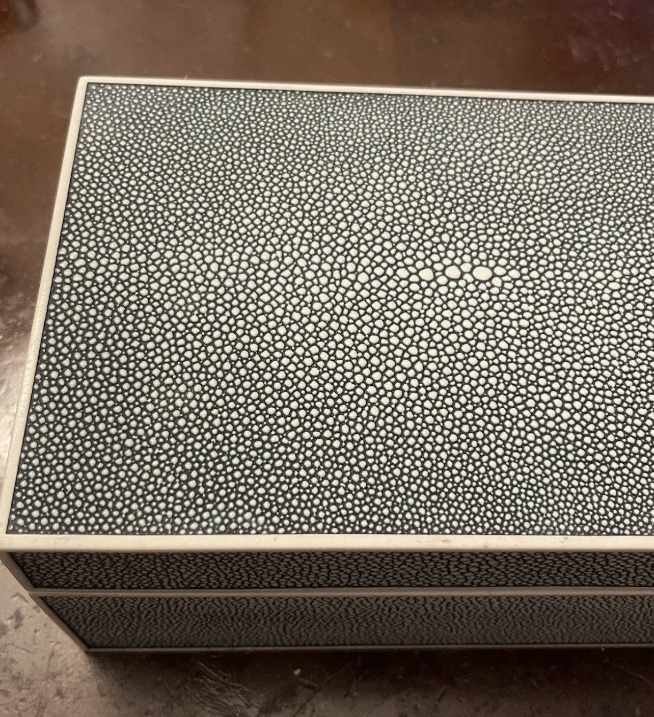 1990s Italian Shagreen Box Blue White Heavy Rare Vintage Luxury Decor 1990s Italian Shagreen Box Blue White Heavy Rare Vintage Luxury Decor