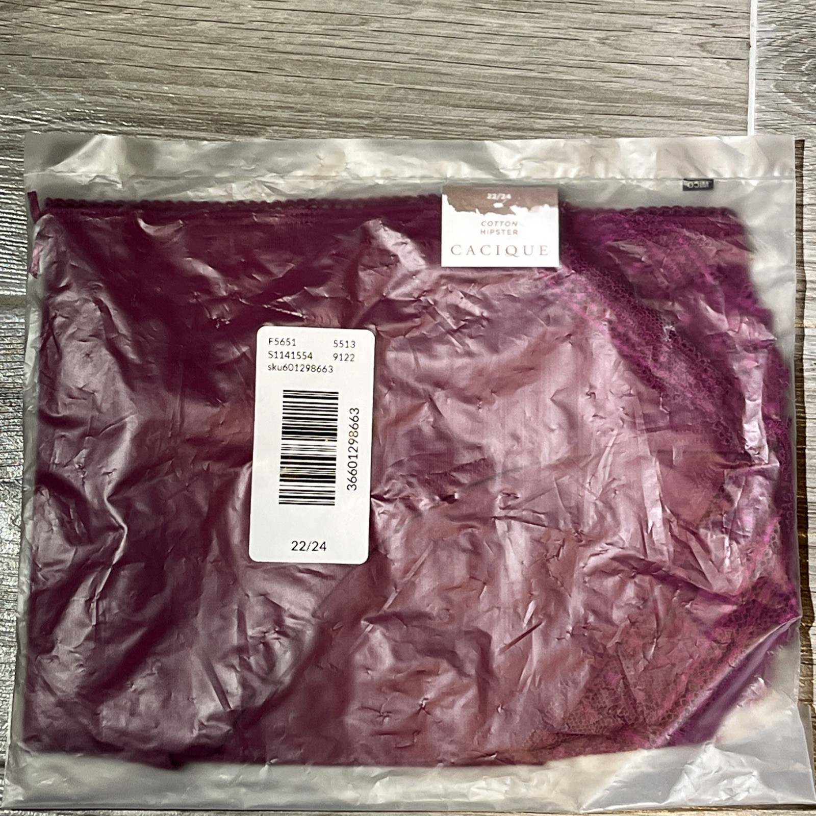 LANE BRYANT CACIQUE PLUS NO SHOW HIPSTER 22/24 PLUS PANTY Maroon New In Package 