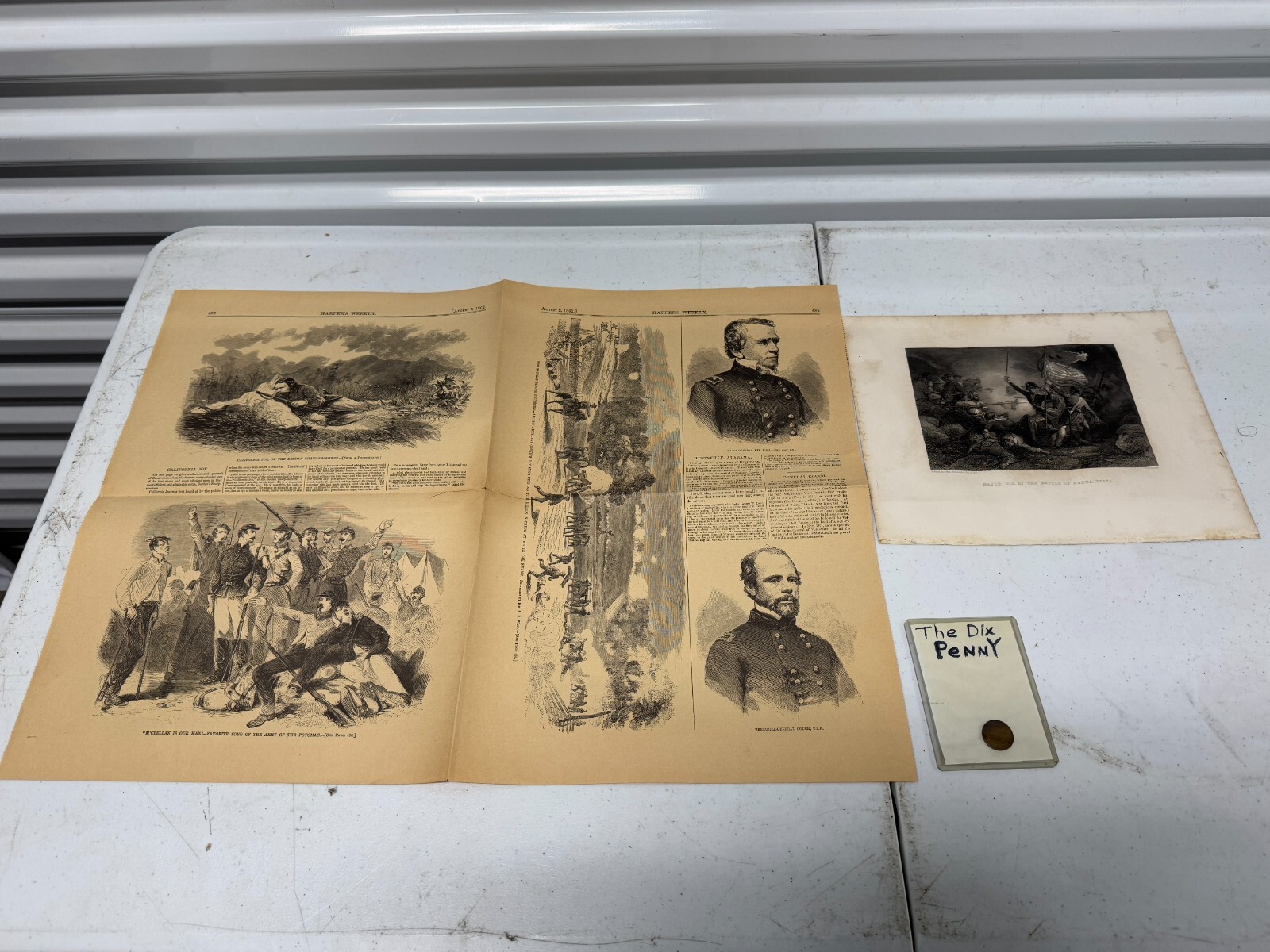 Antique 1862 Harper's Weekly Civil War Prints, Rare Dix Penny