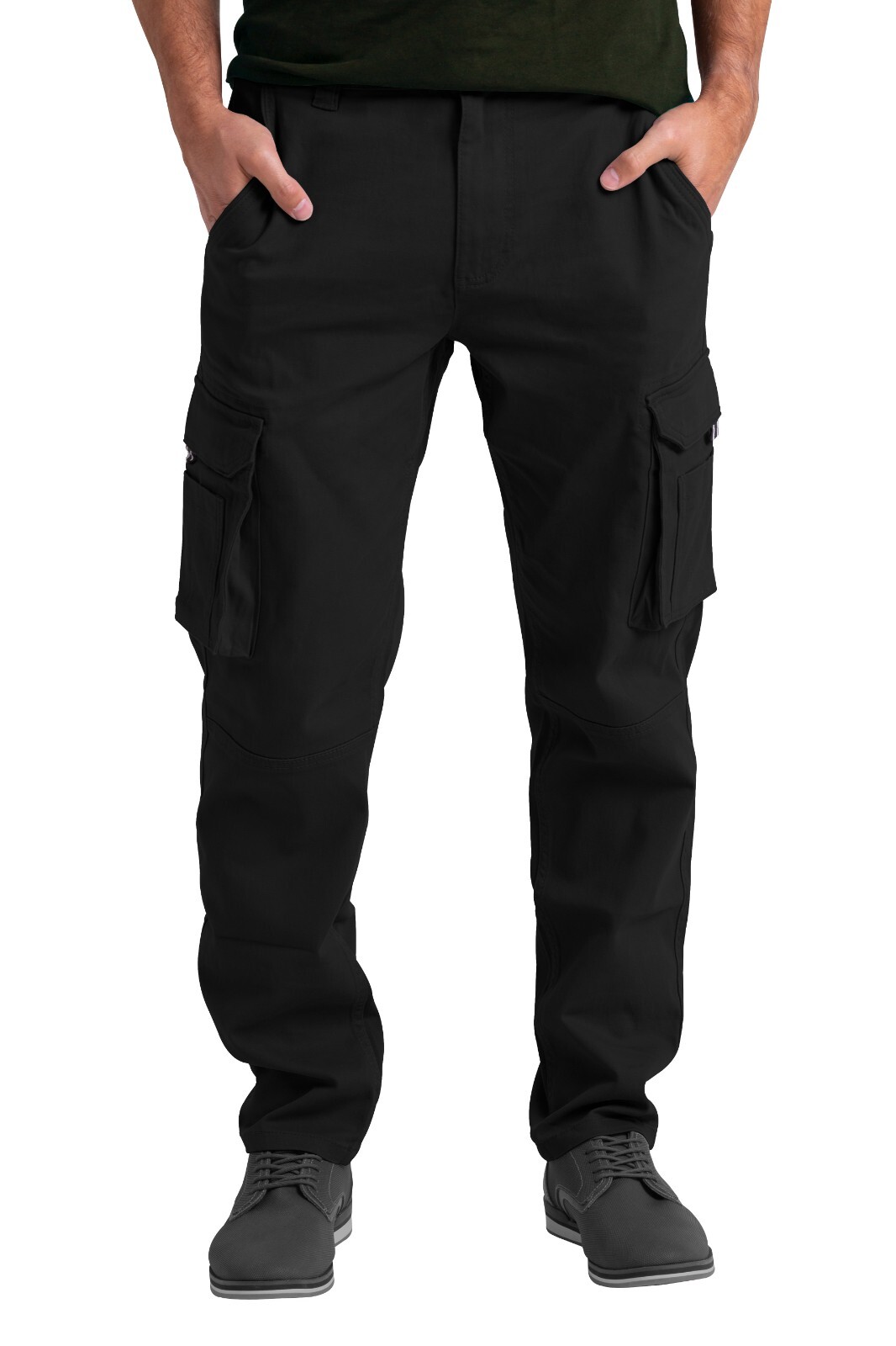 Mens Cargo Stretch Pants Classic Fit Straight Leg Outdoor Work Regular Fit Pants
