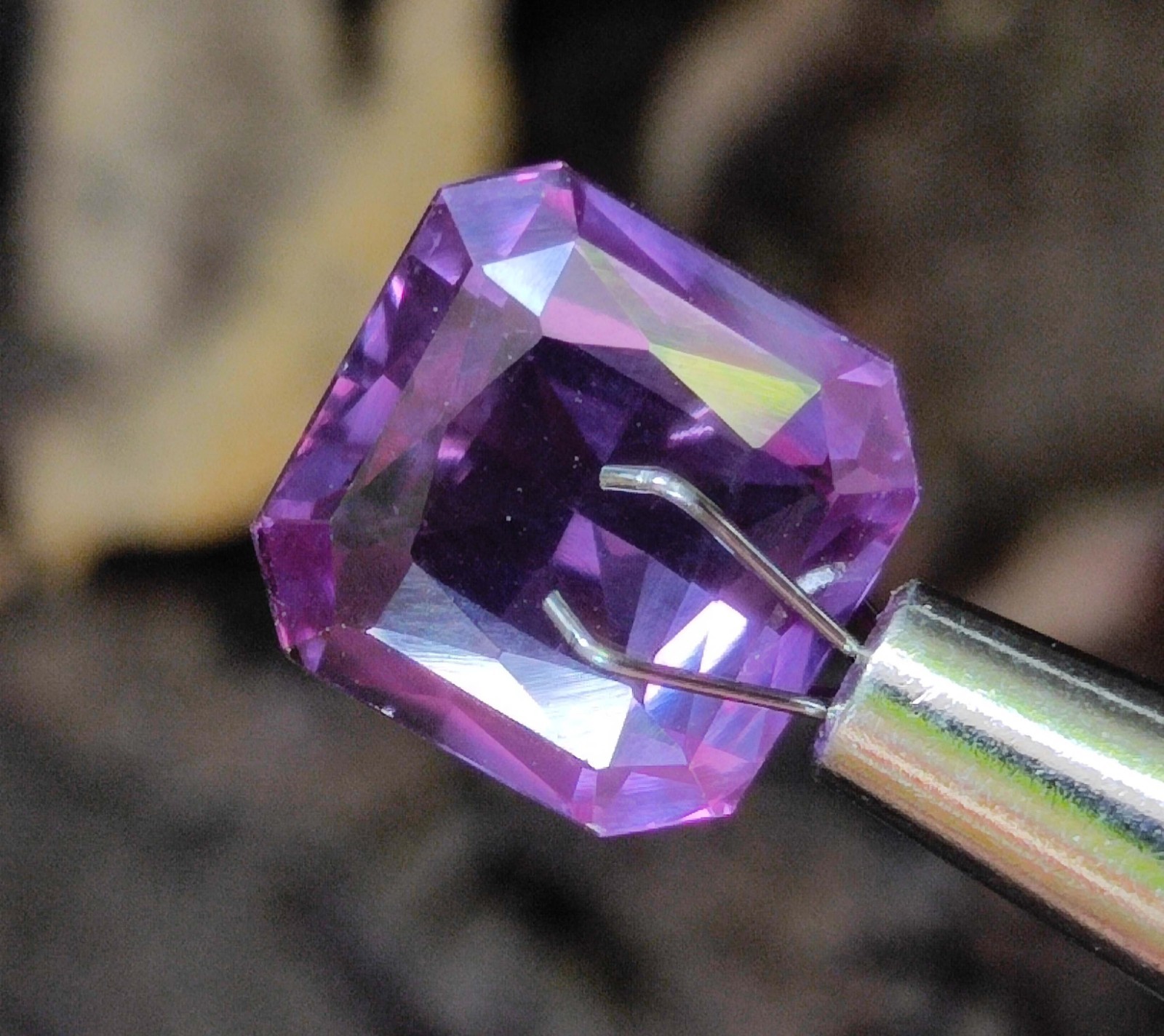Natural Elegant 11.20 Ct Certified AsscherAlexandrite Color Change LooseGemstone