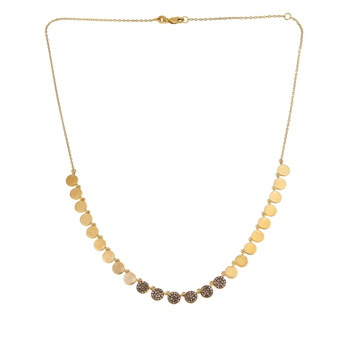 Rarities Carol Brodie Chocolate Diamond Sterling Silver Drop Disc Necklace
