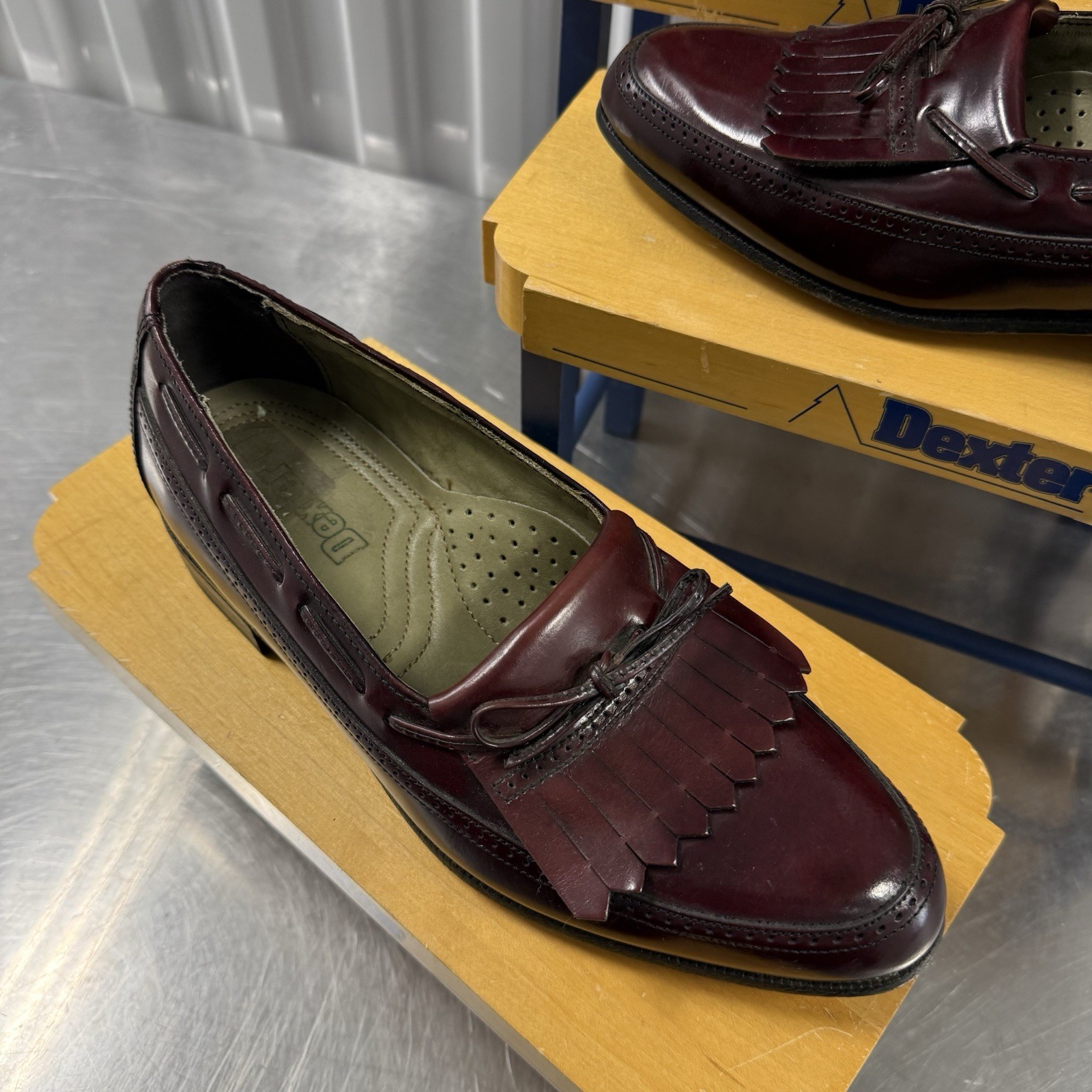NEW Vintage Dexter Men\'s Burgundy Leather Kiltie Loafers #A159-4 Size 6.5