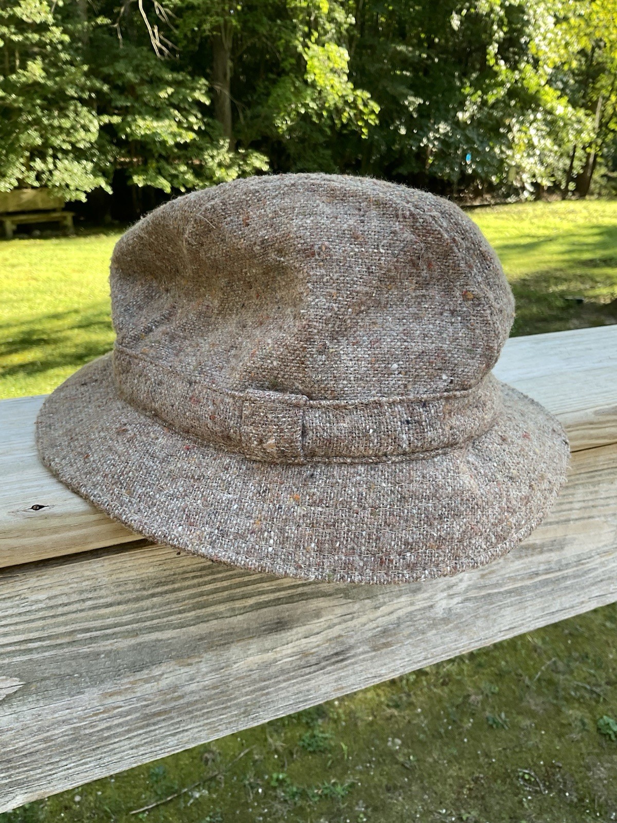 Vintage Blarney Castle Irish Walking Hat Patchwork Tweed Flecks Vintage Blarney Castle Irish Walking Hat Patchwork Tweed Flecks