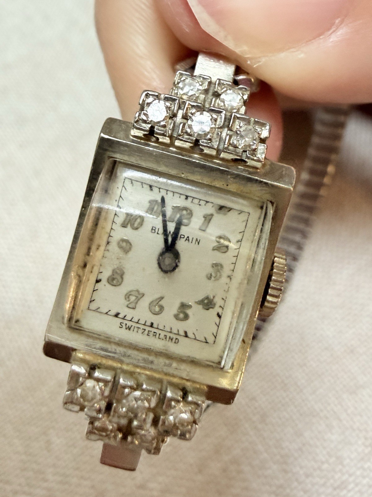 Vintage BLANCPAIN Switzerland 14k Case Ladies Diamond Art Deco Watch Works Vintage BLANCPAIN Switzerland 14k Case Ladies Diamond Art Deco Watch Works