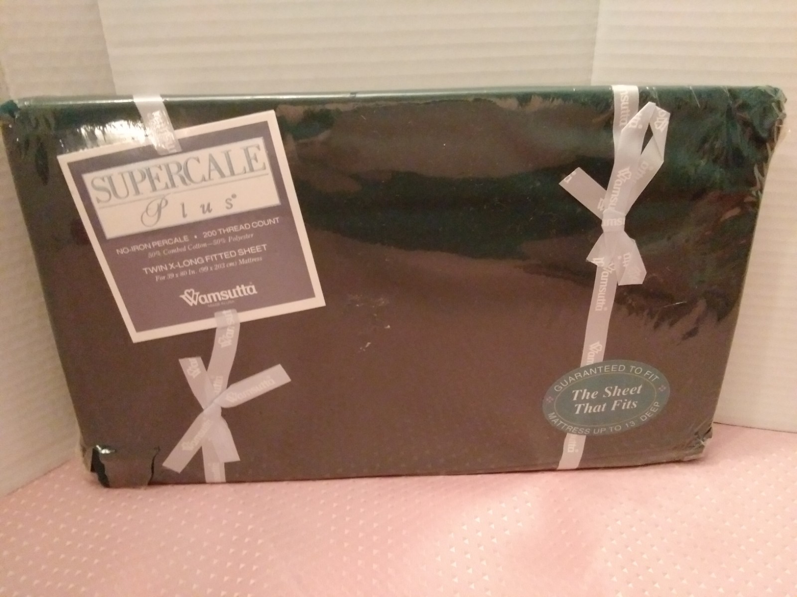 Vintage Wamsutta Supercale Plus Twin Fitted Sheet Hunter Green X-Long 39x80\ Vintage Wamsutta Supercale Plus Twin Fitted Sheet Hunter Green X-Long 39x80\