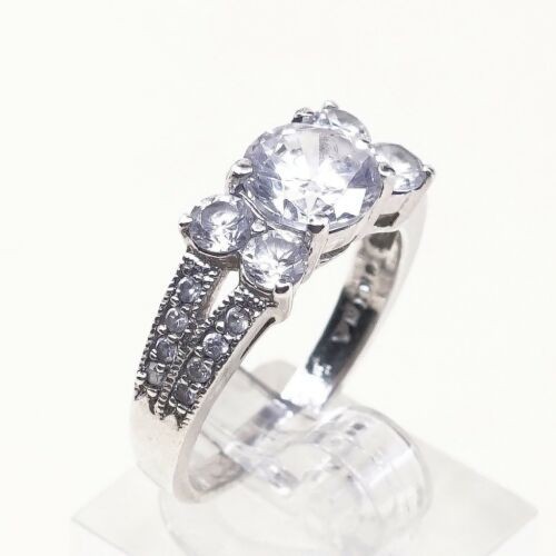 Sz 9, vintage Sterling Ring, 925 Silver Engagement Ring W/ cluster Crystal Sz 9, vintage Sterling Ring, 925 Silver Engagement Ring W/ cluster Crystal