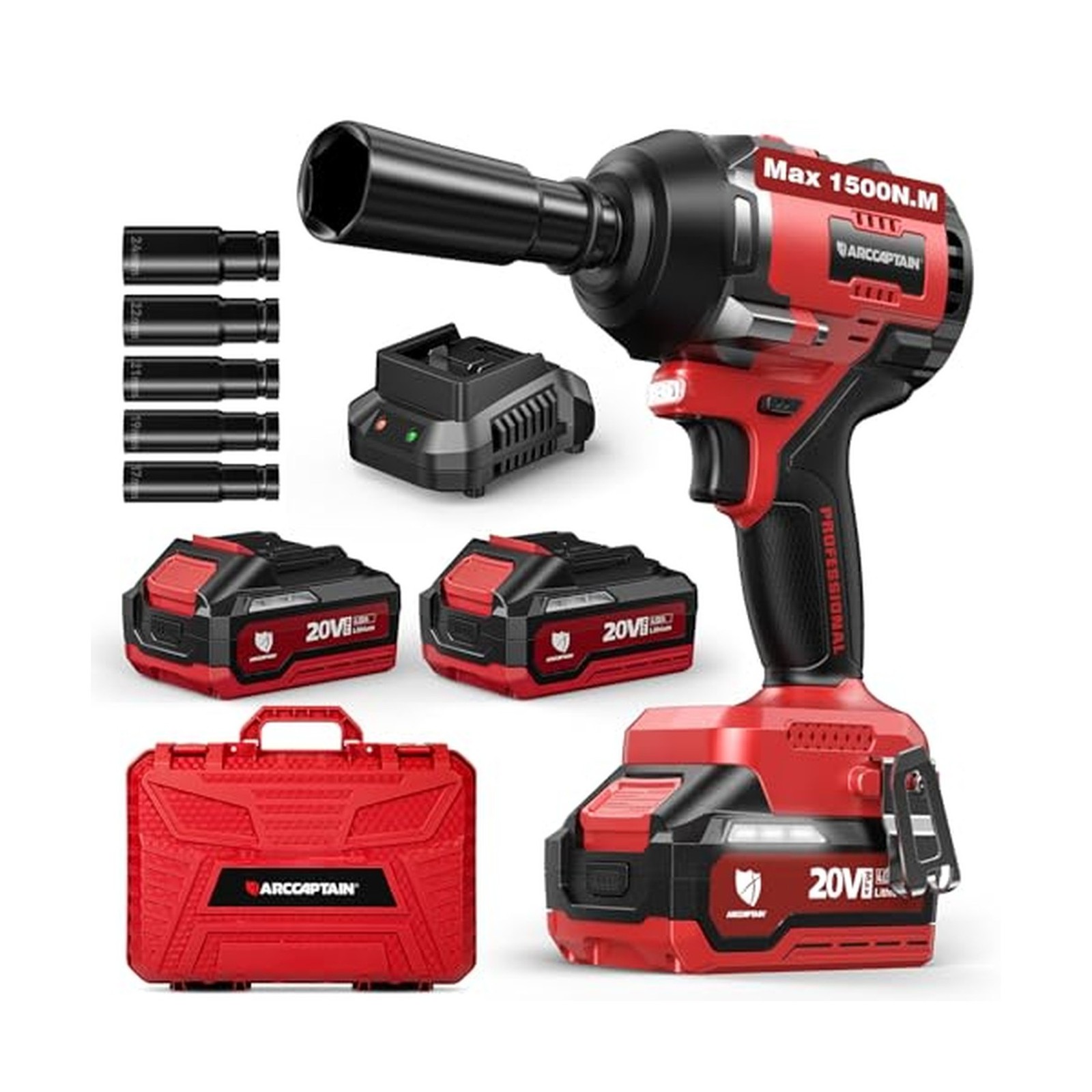 ARCCAPTAIN Cordless Impact Wrench, 1500N.m (1106Ft-lbs) 1/2\