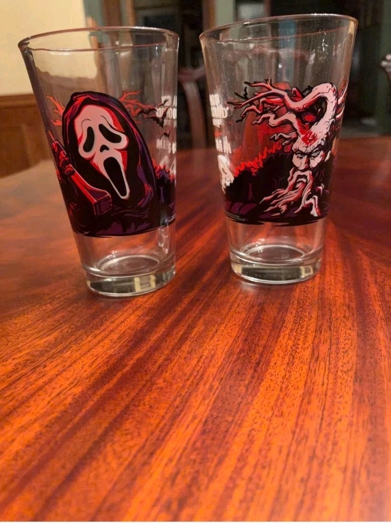 ANGRY  ORCHARD HARD CIDER SCREAM BEER 16 OUNCE HALLOWEEN GLASSES --  LOT OF TWO