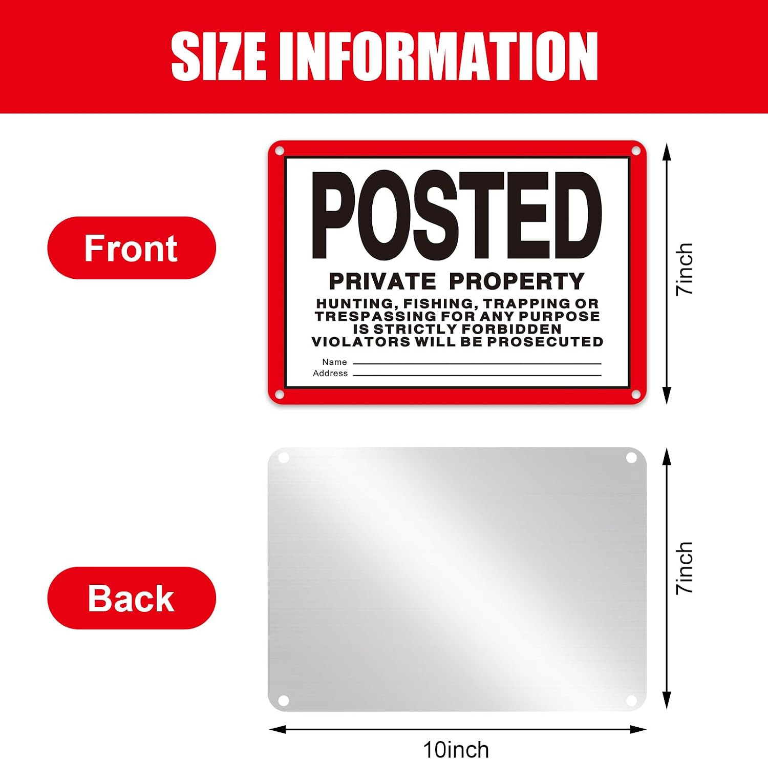 8 Pcs No Trespassing Signs Private Property-10x7 Inches Rust-Free Aluminum Si... 8 Pcs No Trespassing Signs Private Property-10x7 Inches Rust-Free Aluminum Si...