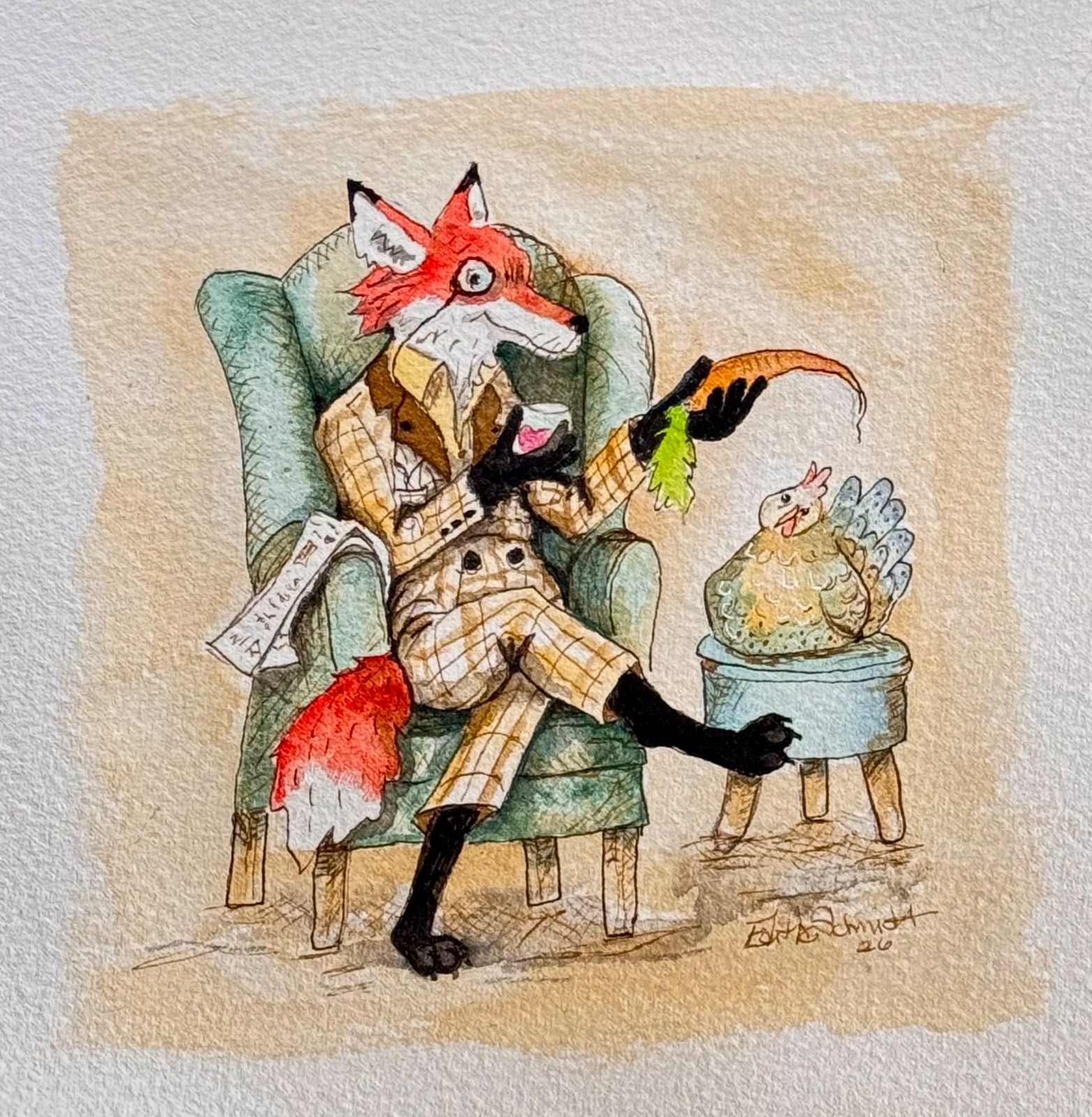 OOAK Origional watercolor 6.25 OOAK Origional watercolor 6.25