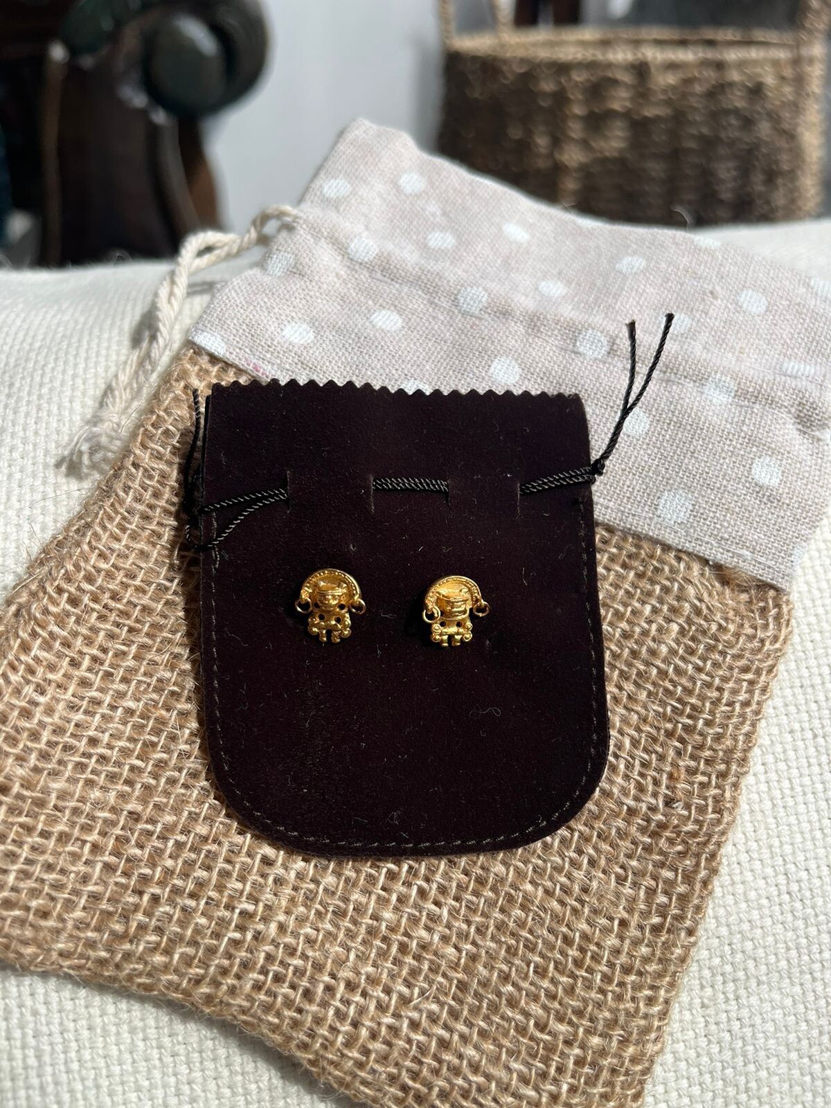 joyas precolombinas ,smallEarrings,pre columbian Jewelry Reproduction 24 Kt gold joyas precolombinas ,smallEarrings,pre columbian Jewelry Reproduction 24 Kt gold