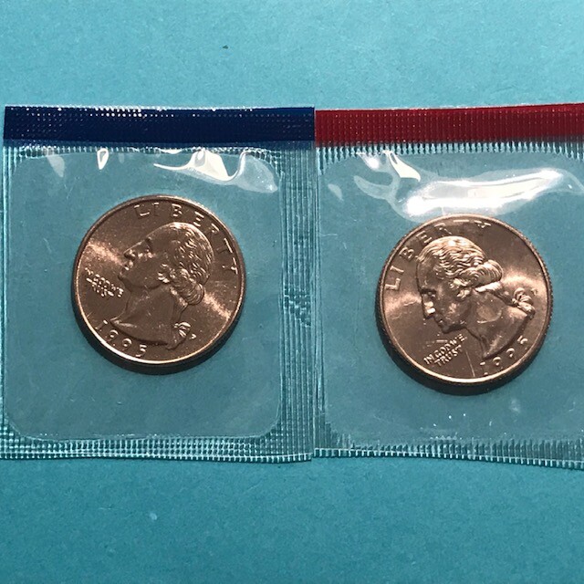 1995 P&D Washington Quarters Unc in Mint Cello 1995 P&D Washington Quarters Unc in Mint Cello