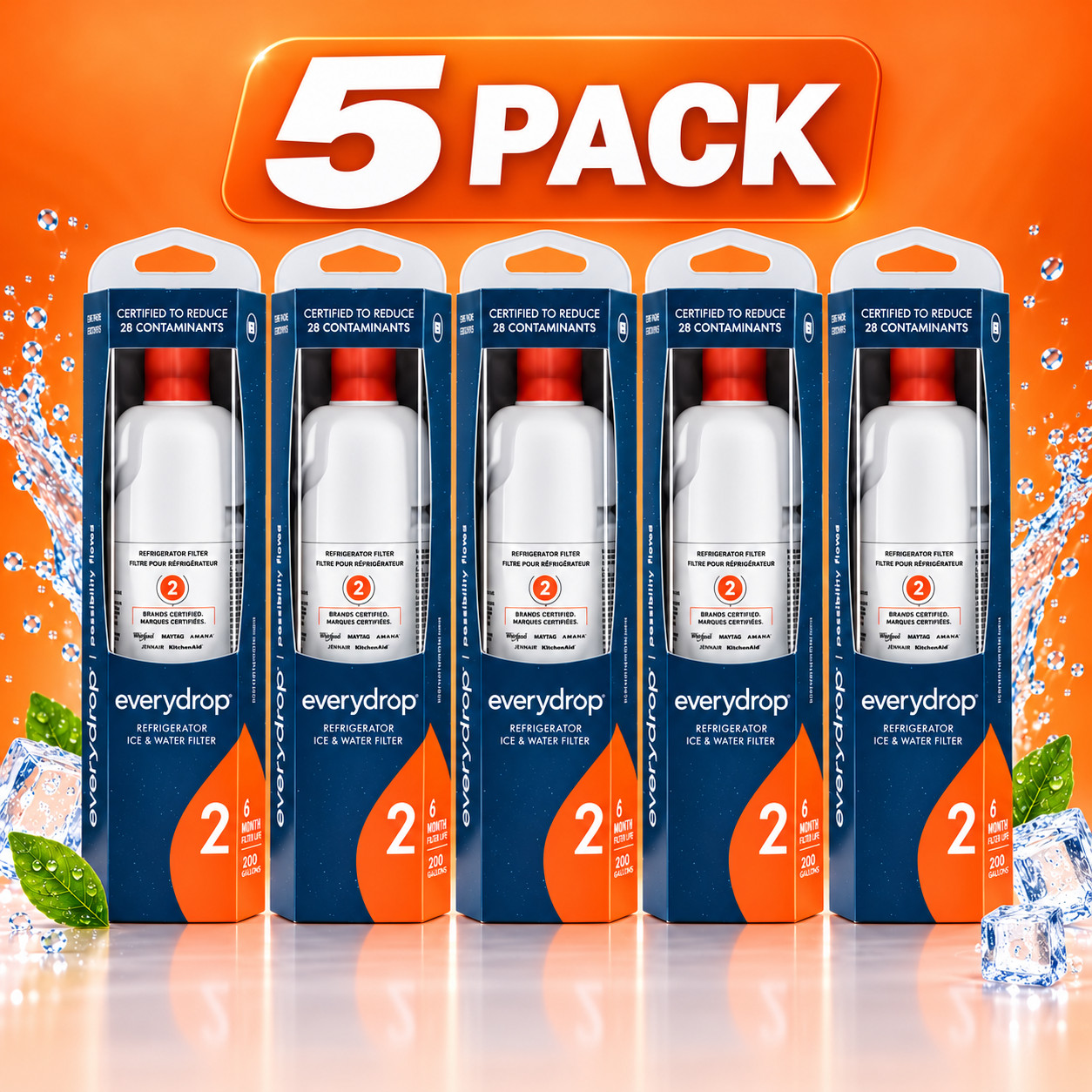 NEW 5 PACK W10413²645A EDR2²RXD1 Filter 2 9082 Refrigerator Ice Replacement NEW 5 PACK W10413²645A EDR2²RXD1 Filter 2 9082 Refrigerator Ice Replacement