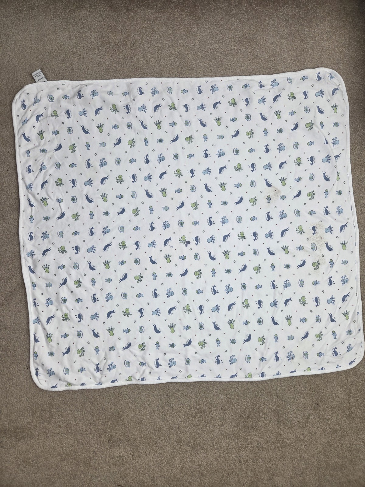 Vintage Oshkosh Baby Blanket 100% Cotton Whales Squids Vintage RARE Vintage Oshkosh Baby Blanket 100% Cotton Whales Squids Vintage RARE