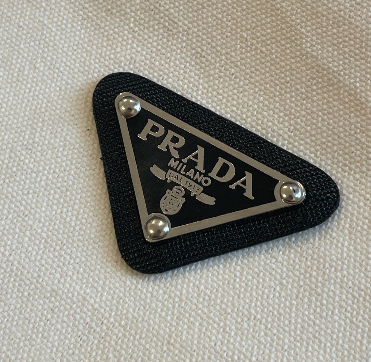 1pc of Emblem Replacement Prada Logo Tag Label Sewing Accessory 5x3cm Silver 1pc of Emblem Replacement Prada Logo Tag Label Sewing Accessory 5x3cm Silver