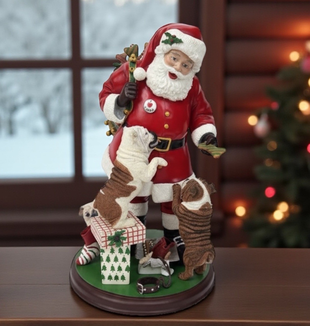 Danbury Mint Santa’s Little Bulldogs 2005 Figurine RARE Christmas Dog HTF EUC