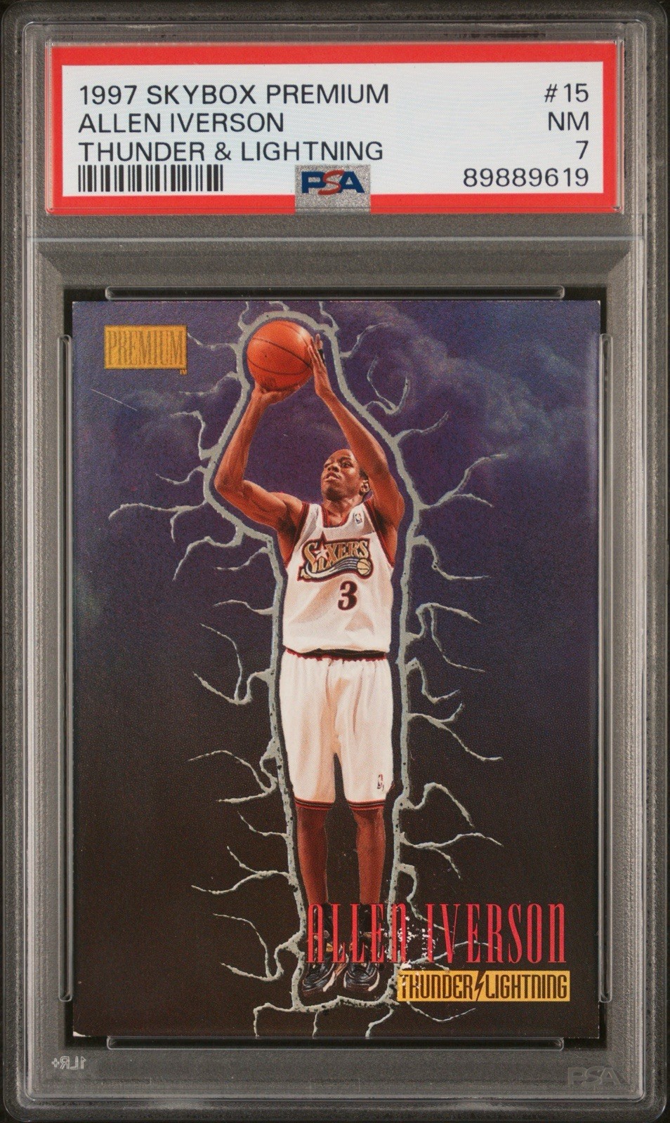1997-98 Skybox Premium Thunder & Lightning Allen Iverson 76ers #15TL PSA 7