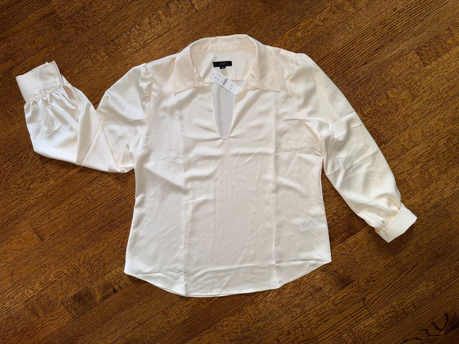 NWT J.Crew Collared Satin Popover Blouse - Large NWT J.Crew Collared Satin Popover Blouse - Large